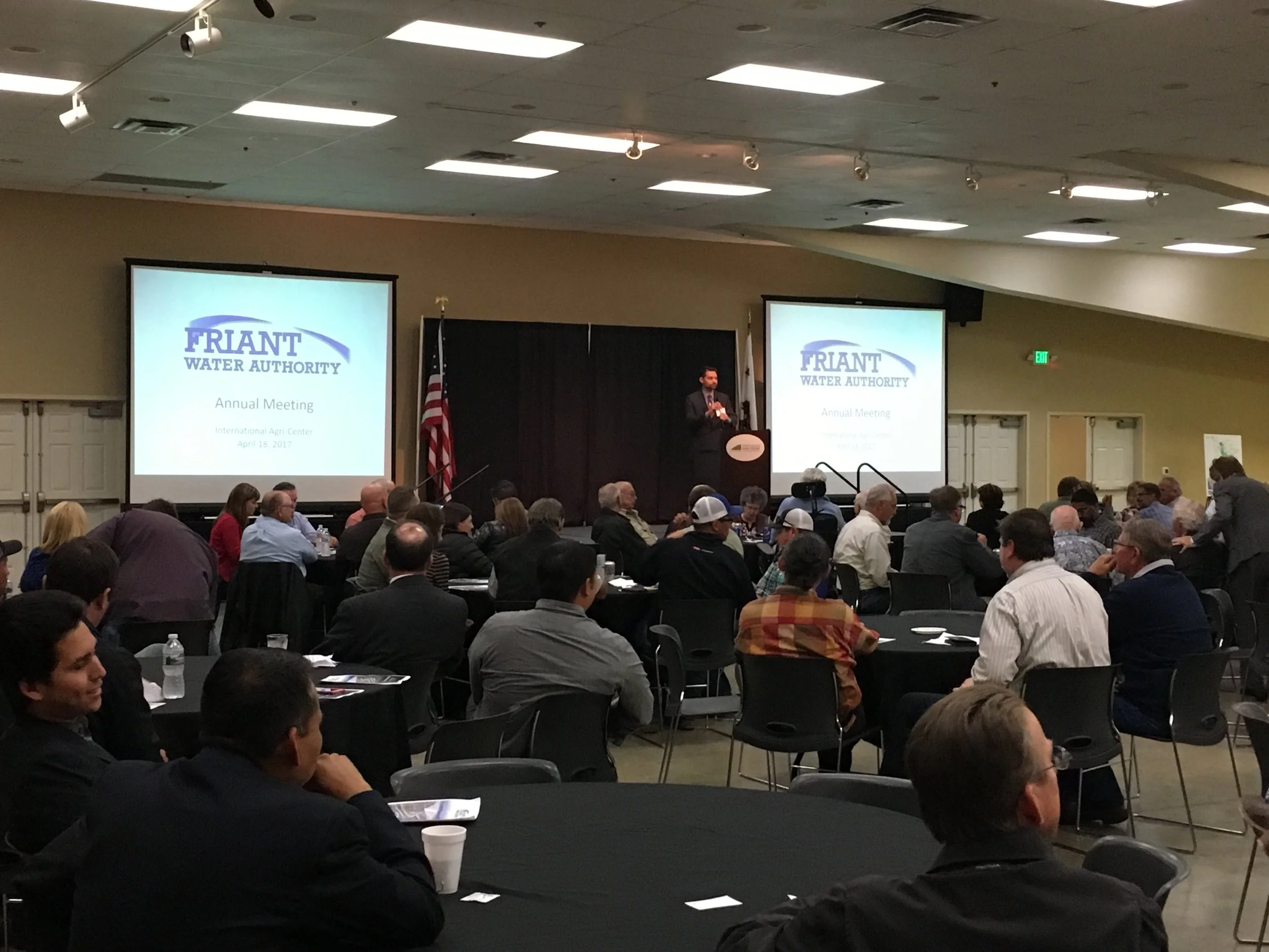 Jason Phillips addresses the Friant Divisionduring FWA's first Annual Meeting in 2017 at the International Agri-Center in Tulare.
