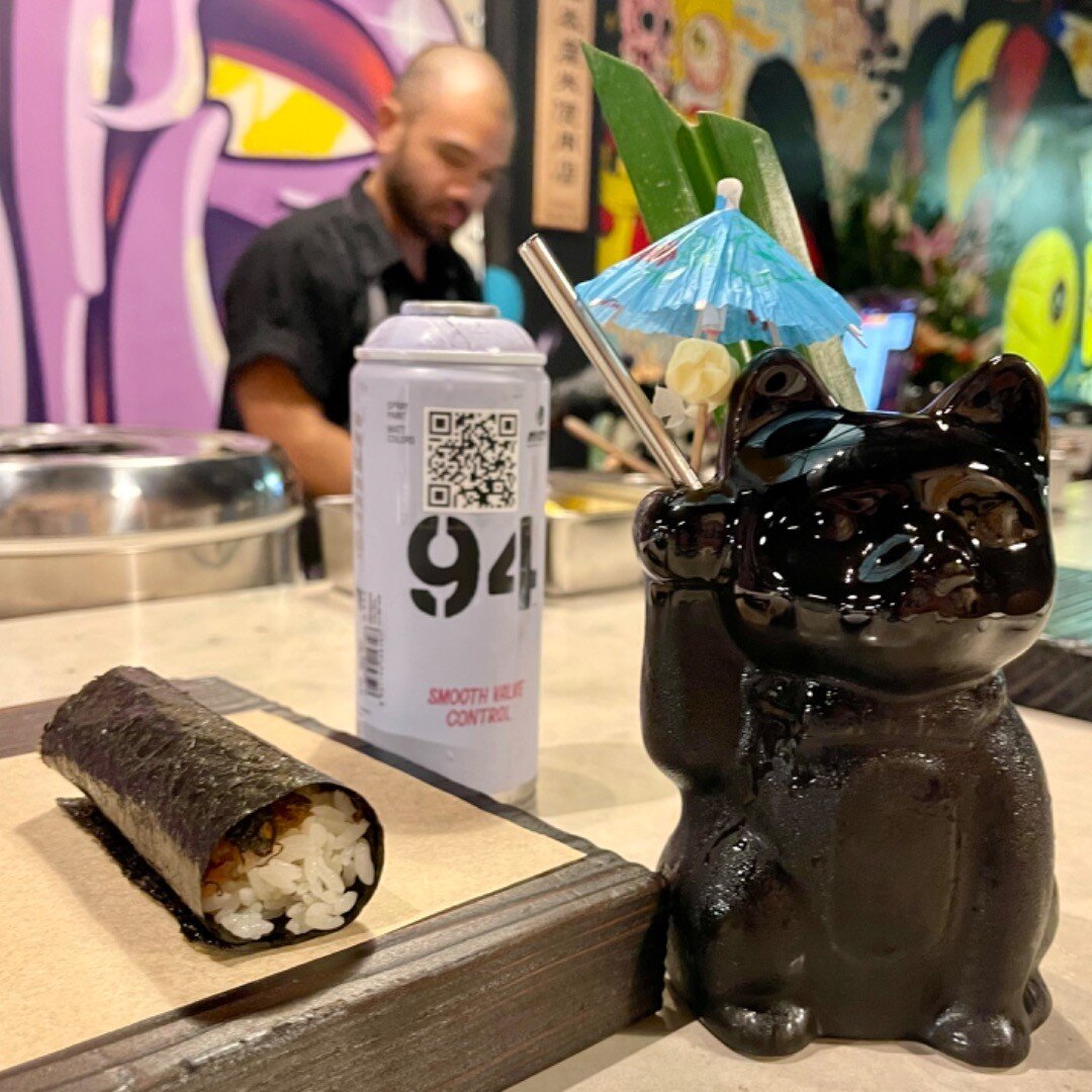 Awesome handroll bar by @17aproductions . Ambiance mural artwork provided by local Hawaiian street artists. Drinks by @gabeandproud , food by @rjeezy . Cool place, creative people, excellent food and drink. Grand opening this Saturday!