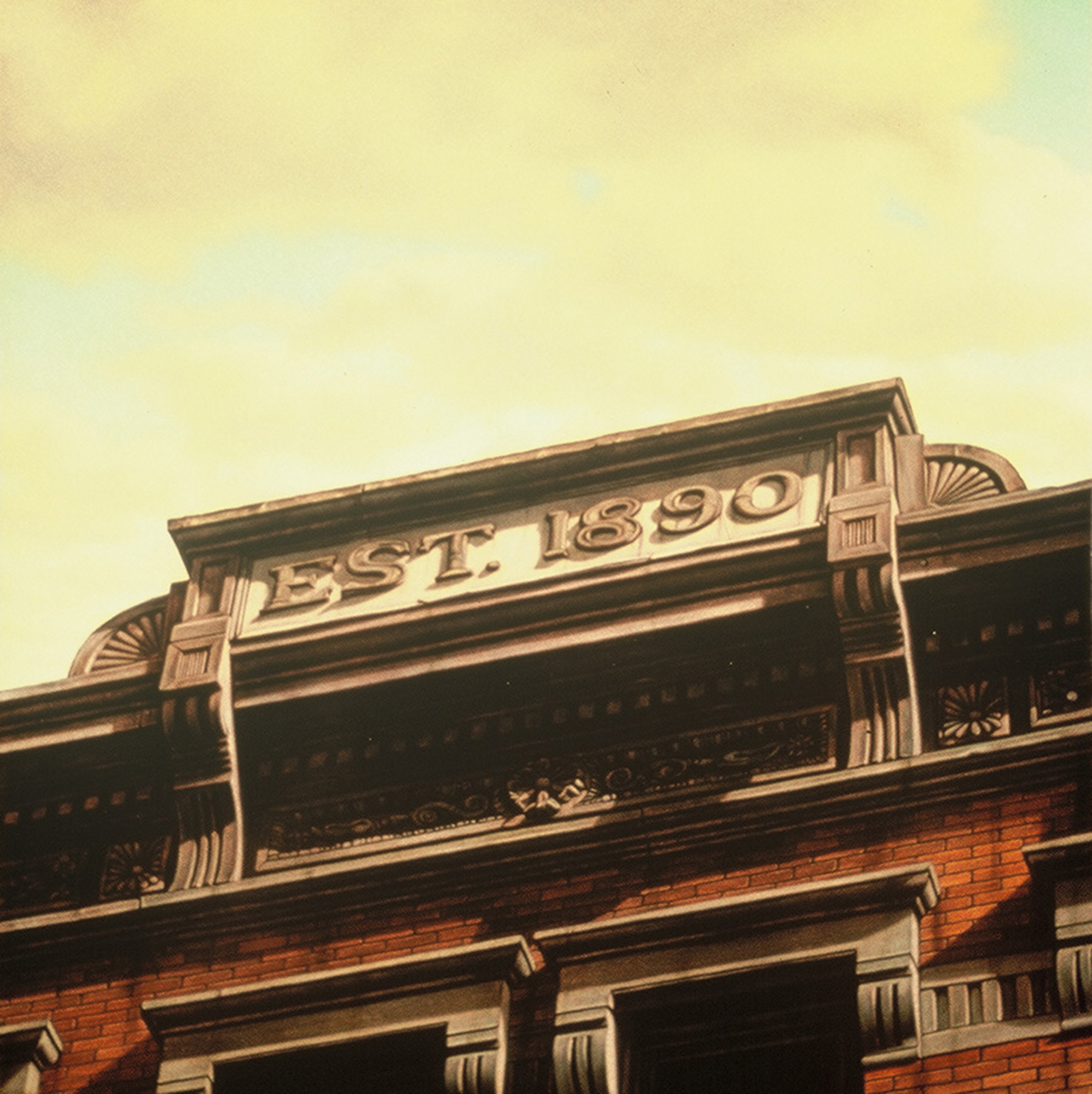  Est. 1890,&nbsp;12"x12", 1994, Oil on Masonite, Collection: Mr. J. Stewart Cook, CA 