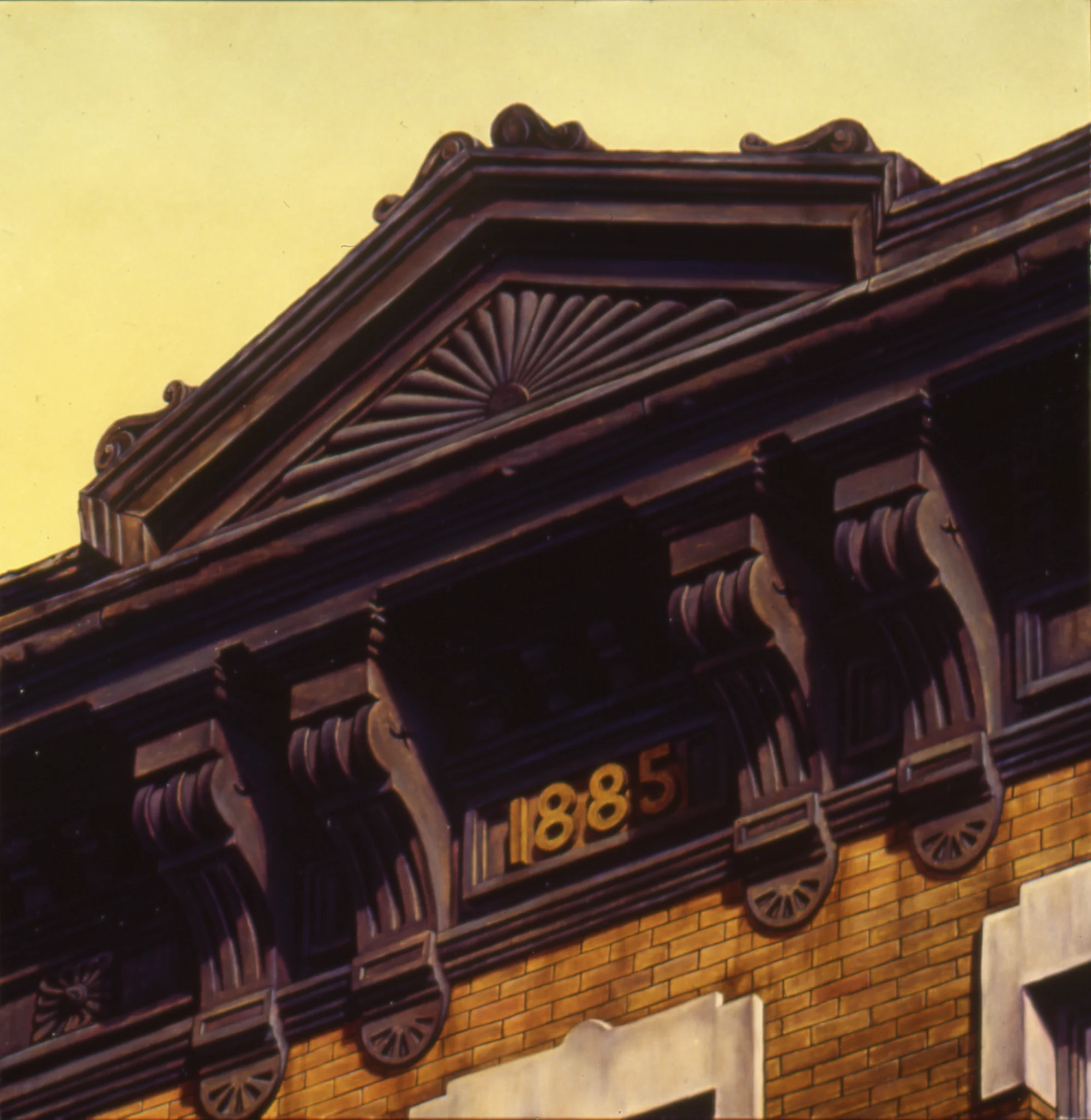  1885,&nbsp;12"x12", 1994, Oil on Masonite, Collection: Paterson, Webb &amp; Tyler, NY 