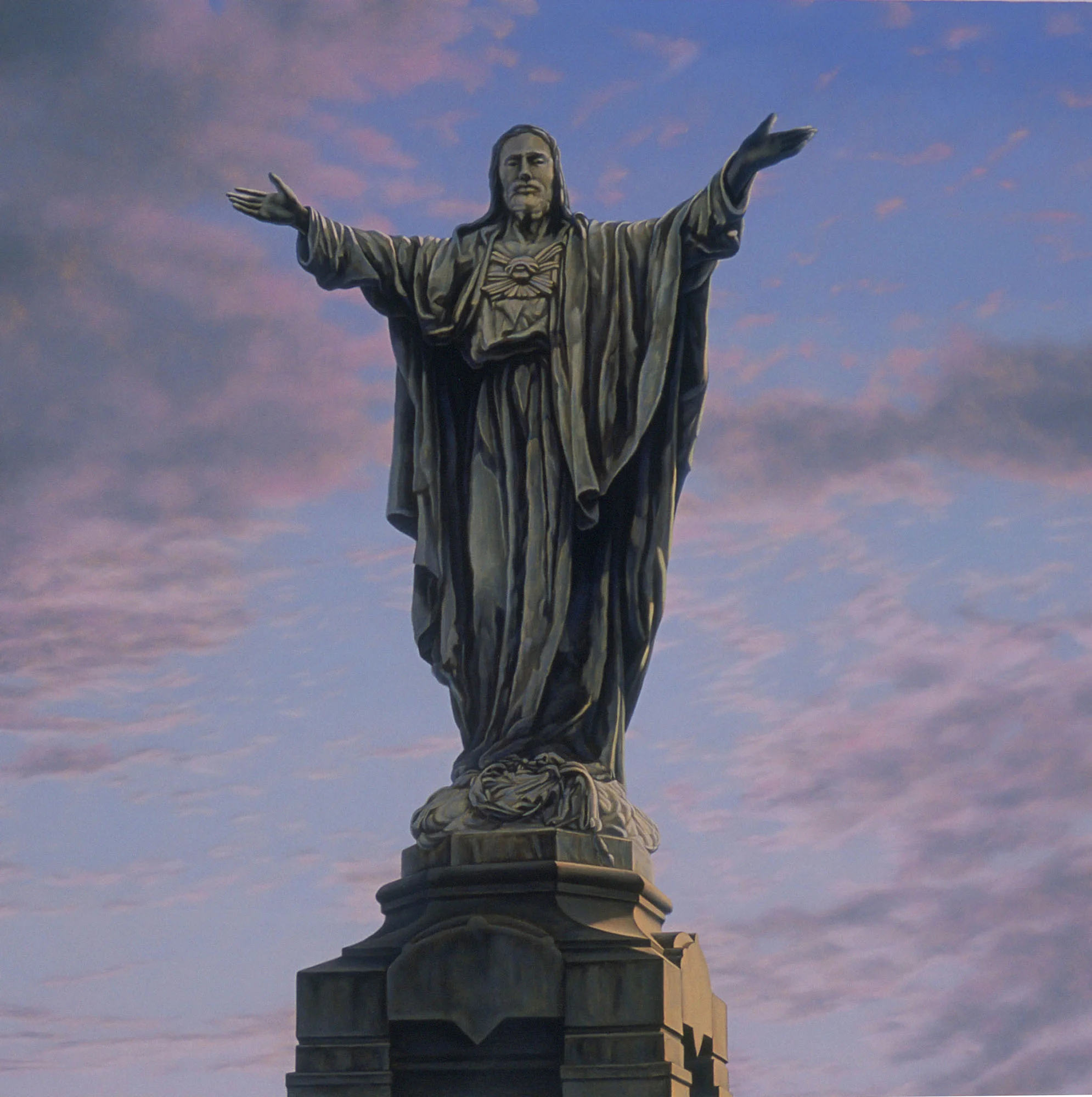  Notre-Dame, Touchdown Jesus, 24"x24", 2014, Oil on Panel 