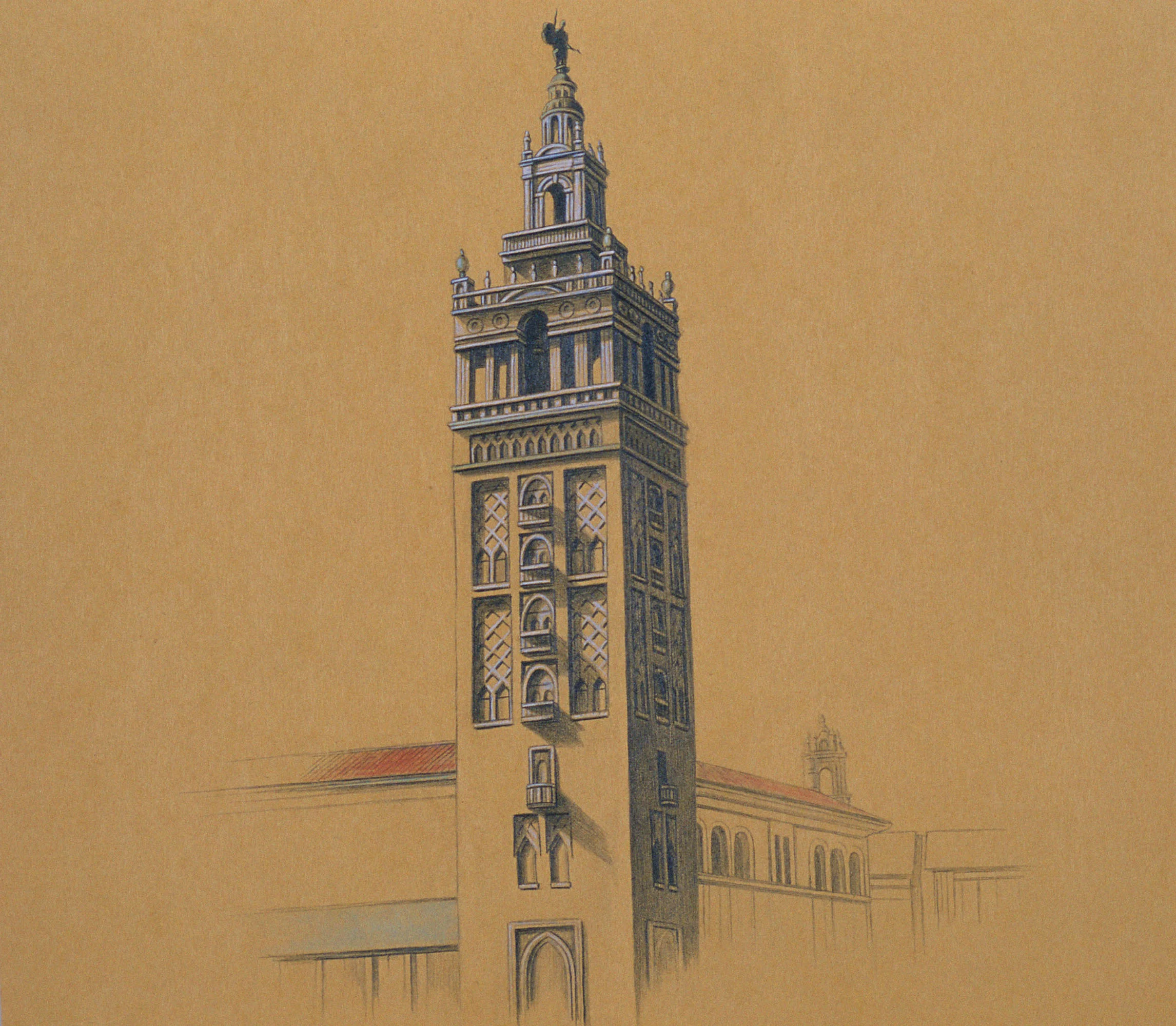 Giraldi Tower,&nbsp;10"x10", 2012, Graphite and Oil Pigment on Paper, Private Collection 