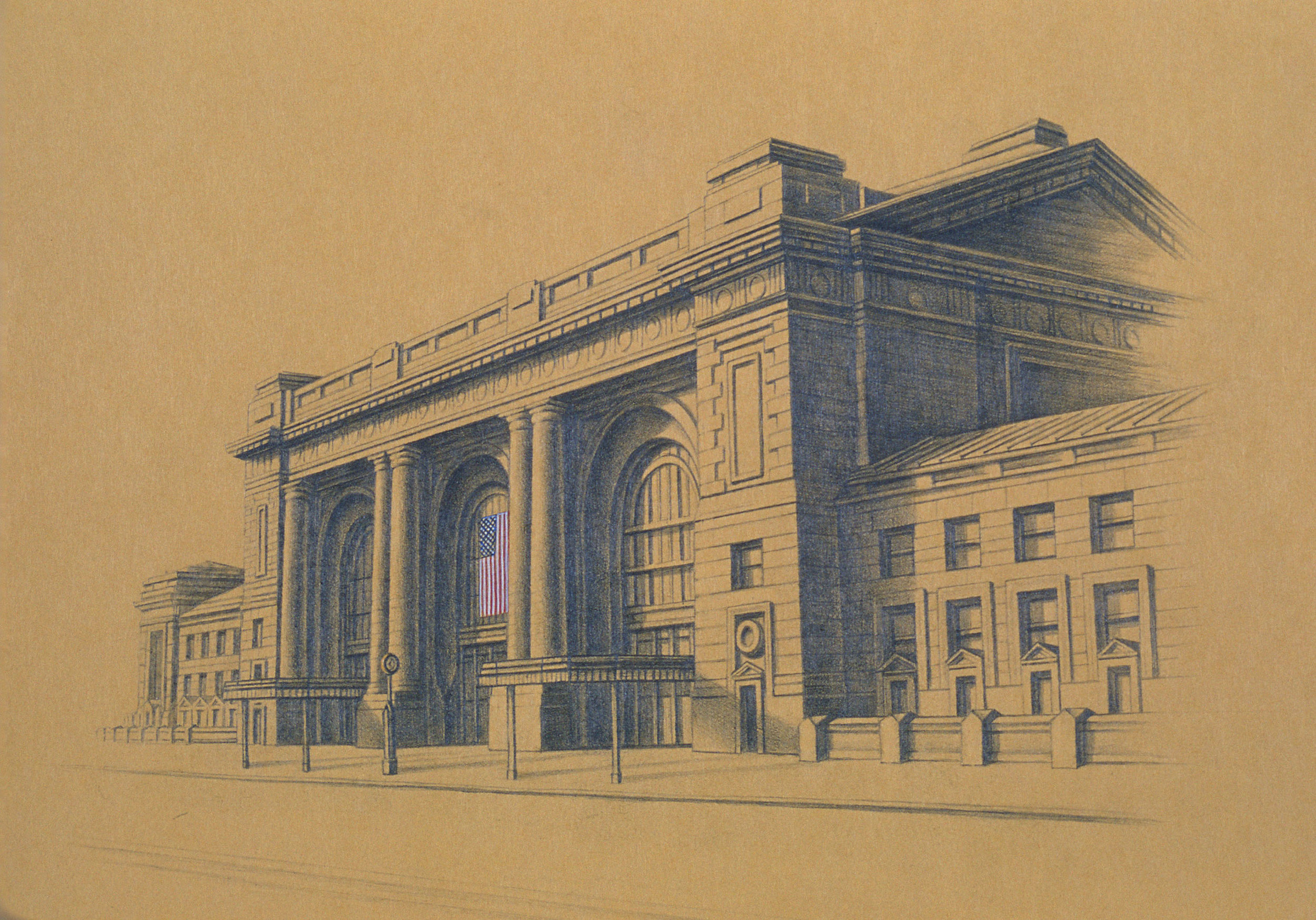  Union Station,&nbsp;10"x10", 2012, Graphite and Oil Pigment on Paper, Private Collection 