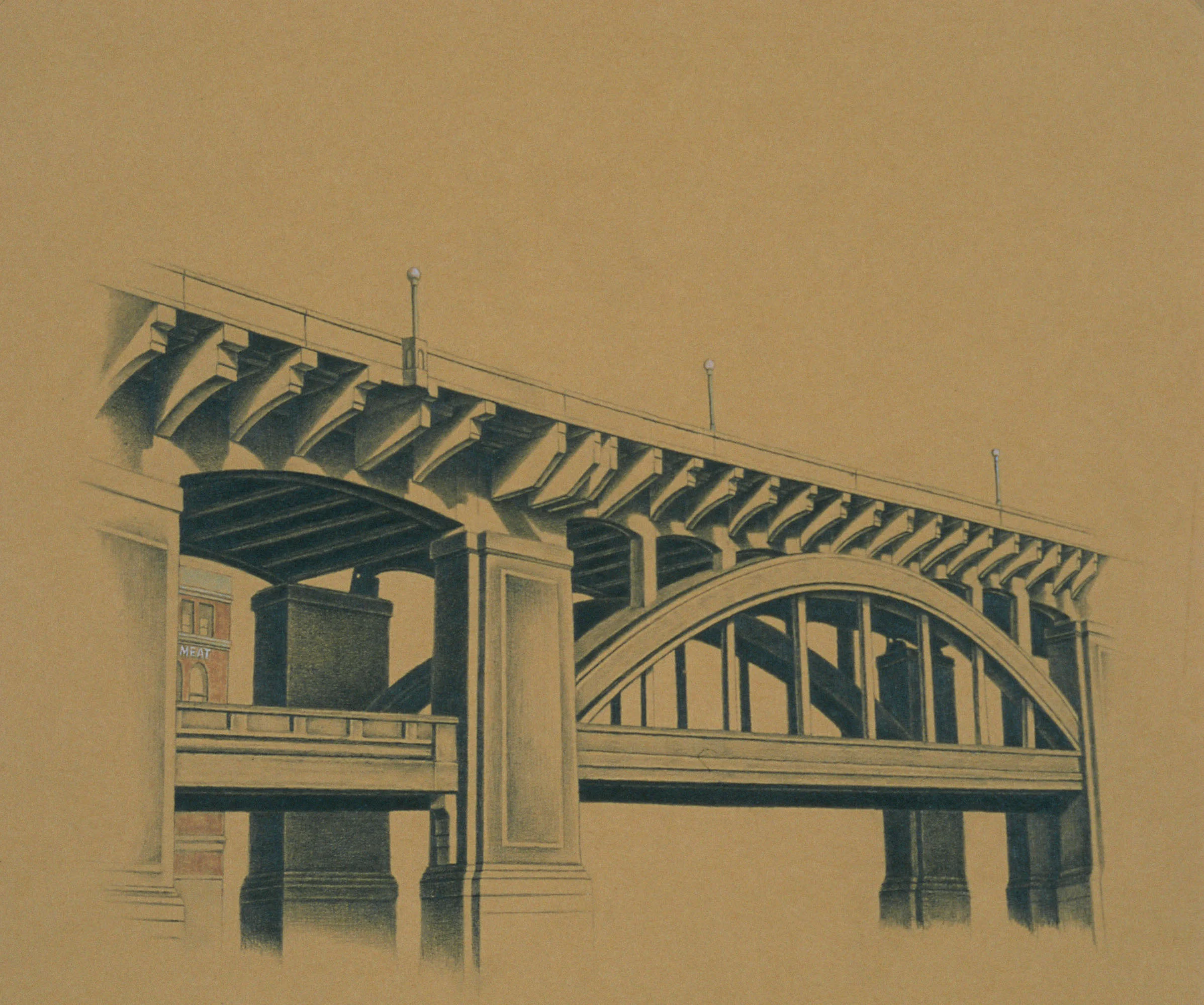  The 12th St. Trafficway Viaduct,&nbsp;10"x10", 2012, Graphite and Oil Pigment on Paper, Private Collection 