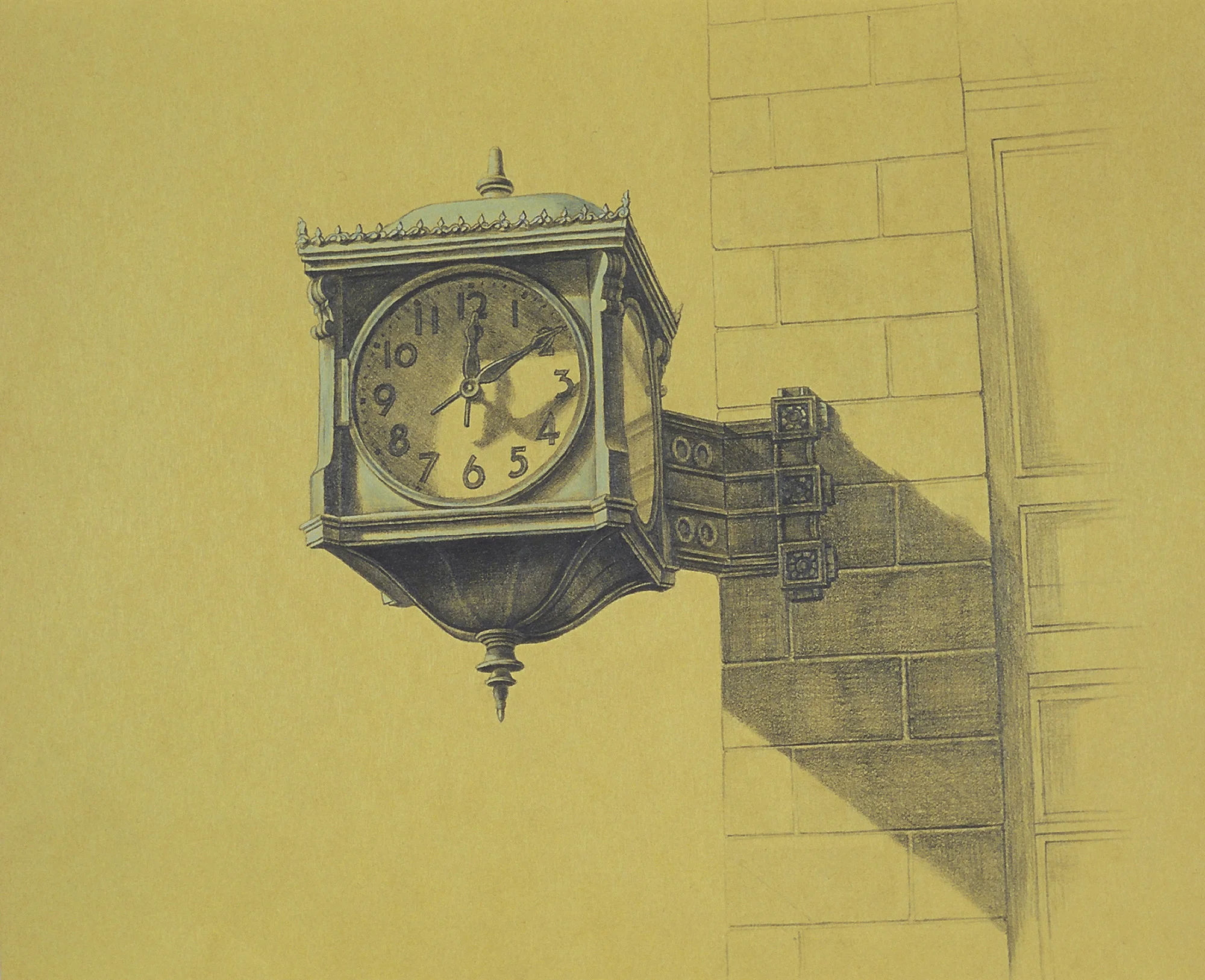  Commerce Clock,&nbsp;10"x10", 2012, Graphite and Oil Pigment on Paper, Private Collection 