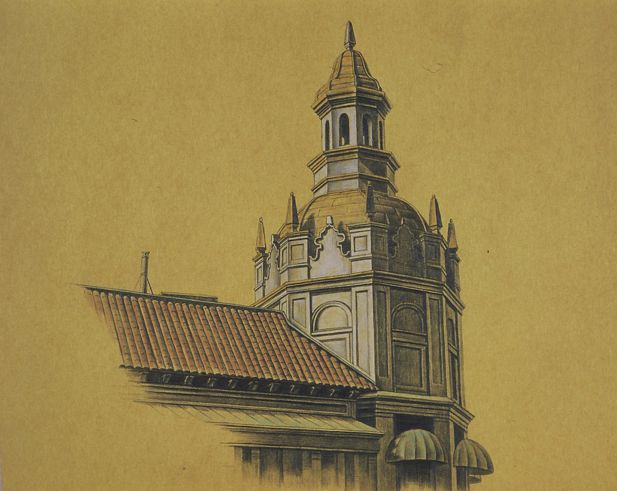 Country Club Plaza II, 10"x10", 2012, Graphite and Oil Pigment on Paper, Private Collection