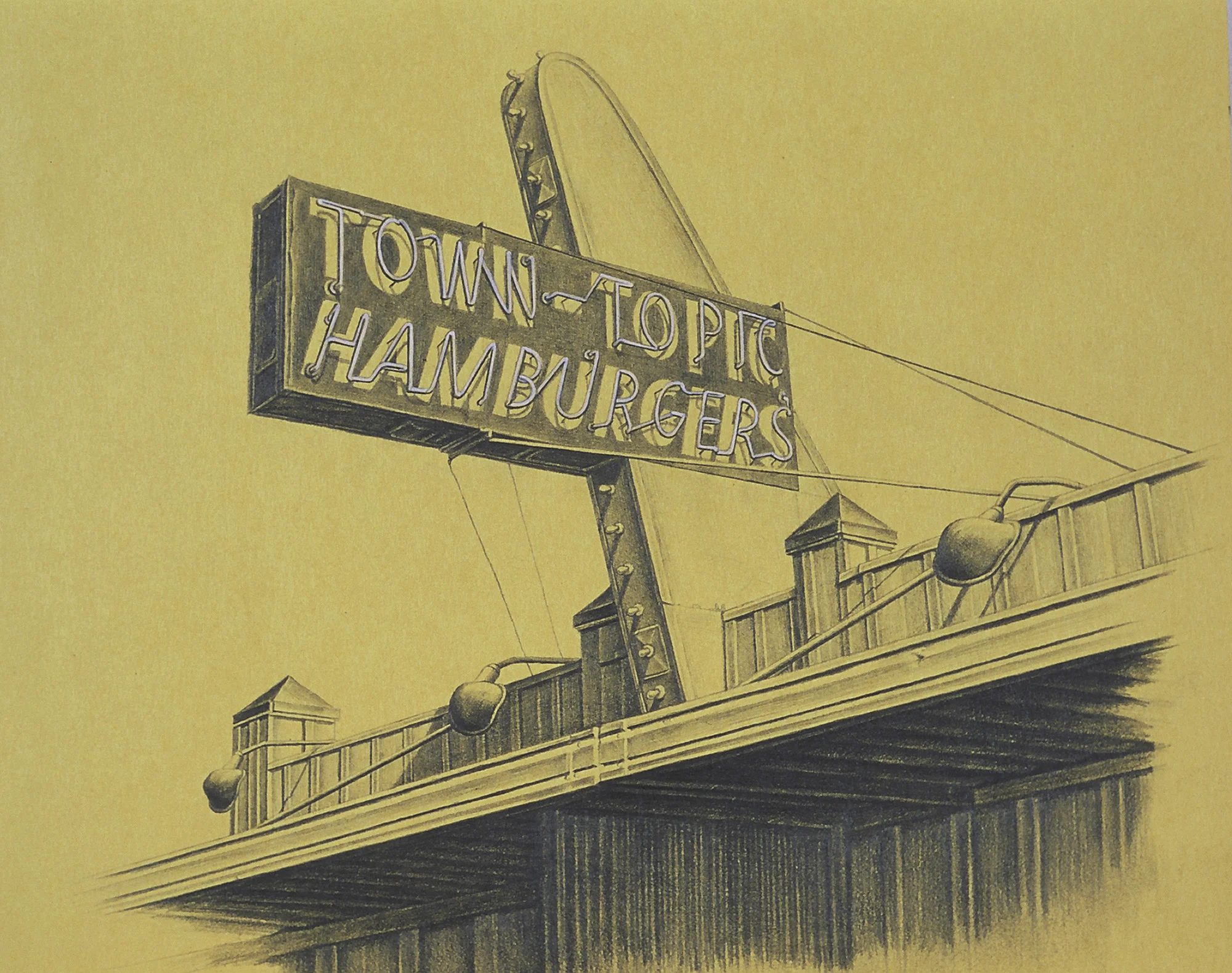 Town-Topic, 10"x10", 2012, Graphite and Oil Pigment on Paper, Private Collection