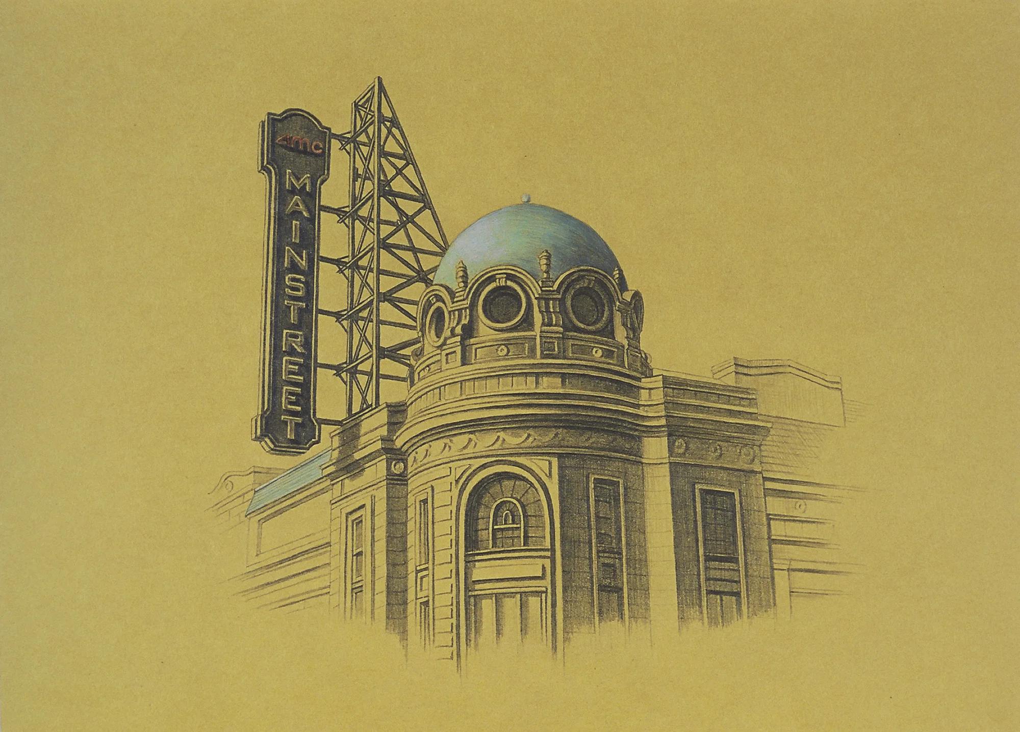  AMC Main Street,&nbsp;10"x10", 2012, Graphite and Oil Pigment on Paper, Private Collection 