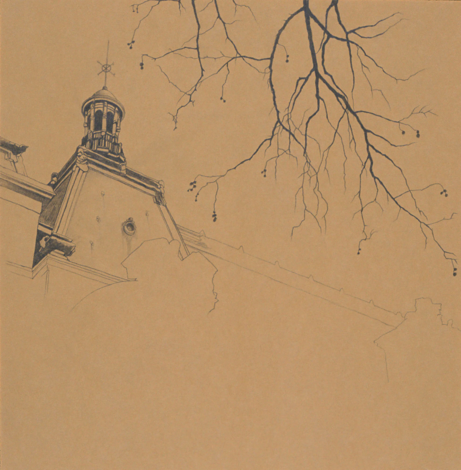  Louvre, 10"x10", 1996, Graphite and Oil Pigment on Paper, Collection: Mr. &amp; Mrs. Dillon Hoey, IL 