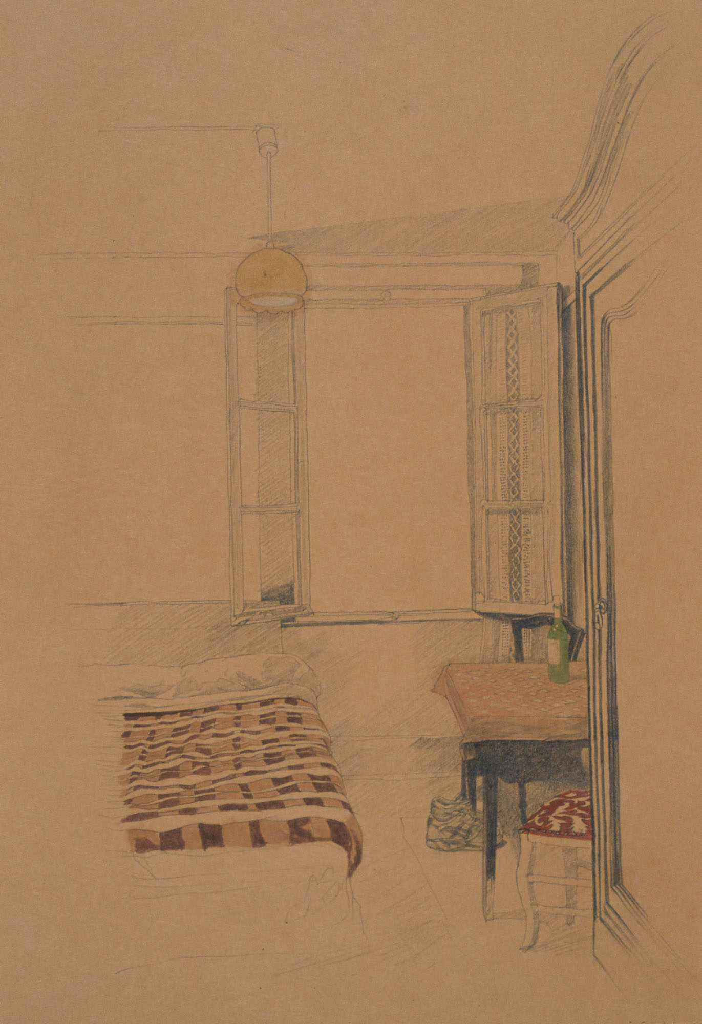  Hotel Du Dragon, 10"x10", 1995, Graphite and Oil Pigment on Paper, Collection: Jerry and Carol Kehm, NY 