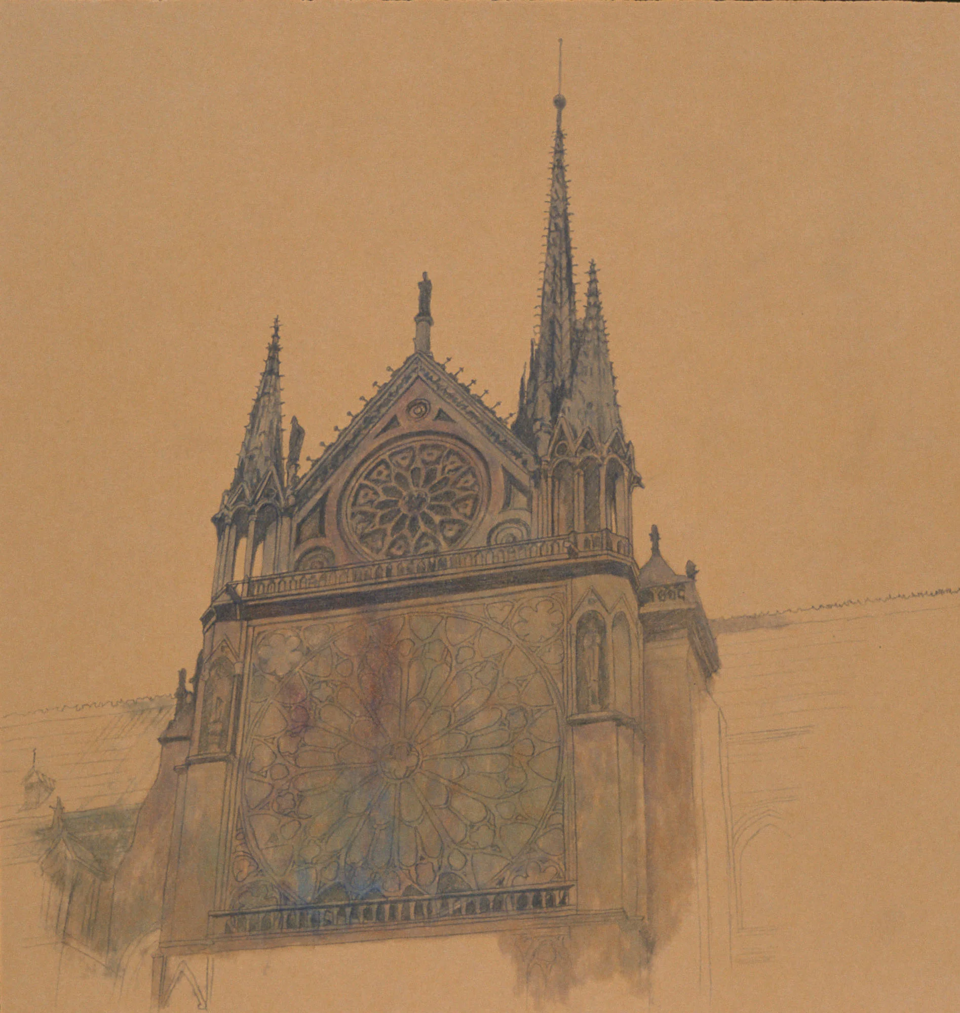  Notre-Dame, 10"x10", 1995, Graphite and Oil Pigment on Paper, Collection: Bruce Bressman, NY 