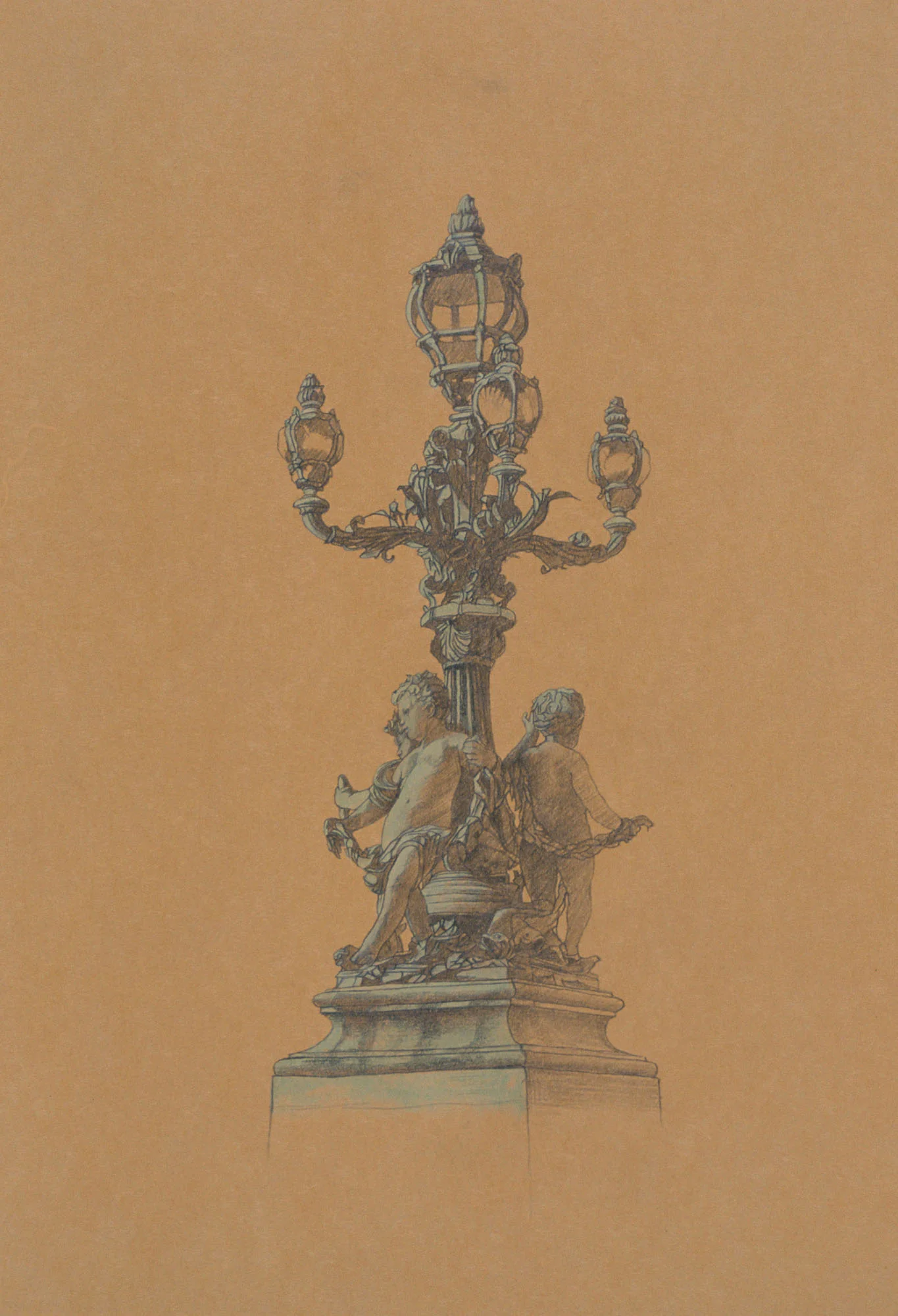  Pont Alexander III, 10"x10", 1996, Graphite and Oil Pigment on Paper, Collection: Mr. &amp; Mrs. Dillon Hoey, IL 