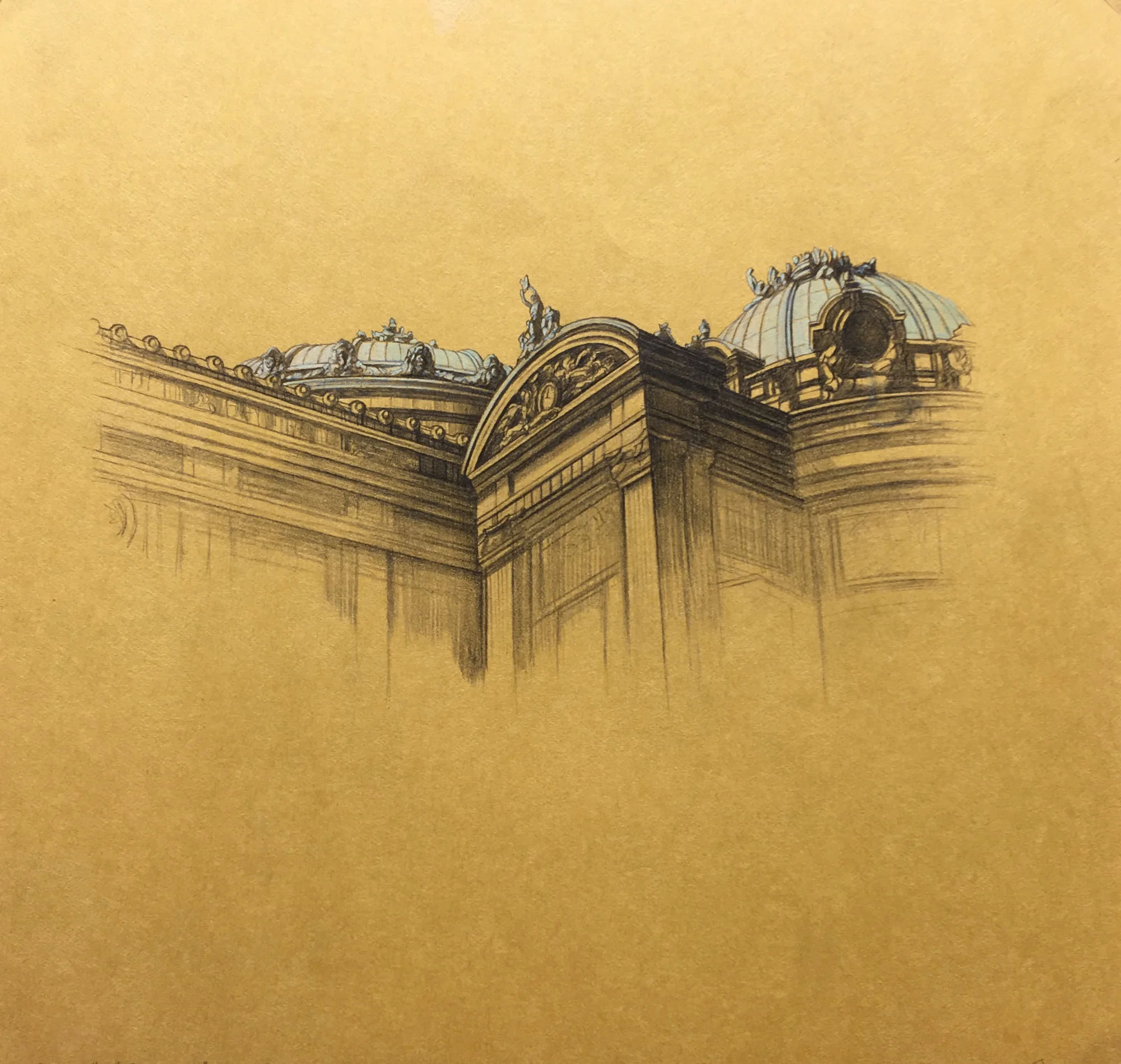 Grand Opera, 10"x10", 1996, Graphite and Oil Pigment on Paper, Price on Request