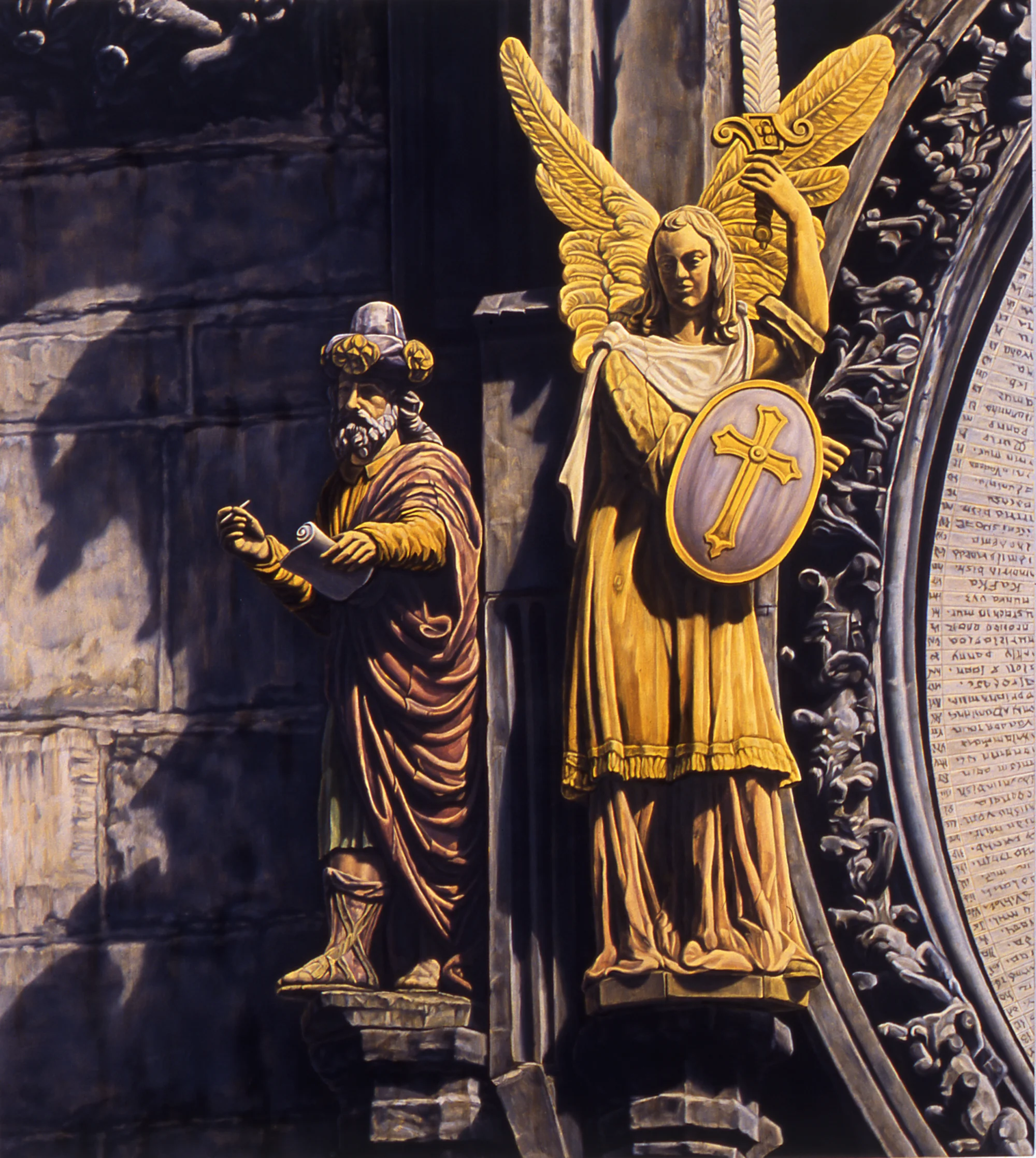  Chronicler and Angel, 17"x15", 2006, Oil on Masonite, Collection: Dr. &amp; Mrs. Scott Spiro, NJ 
