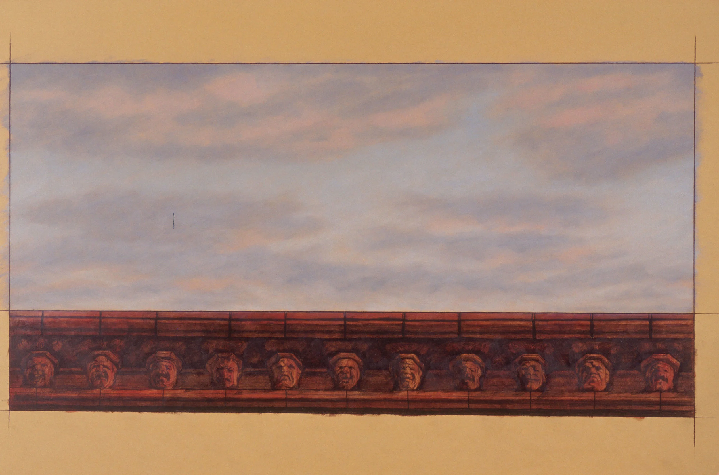  The Eleven, 24"x12", 1995,&nbsp;Grease Pencil, Oil Pigment and Wax on Paper, Private Collection 