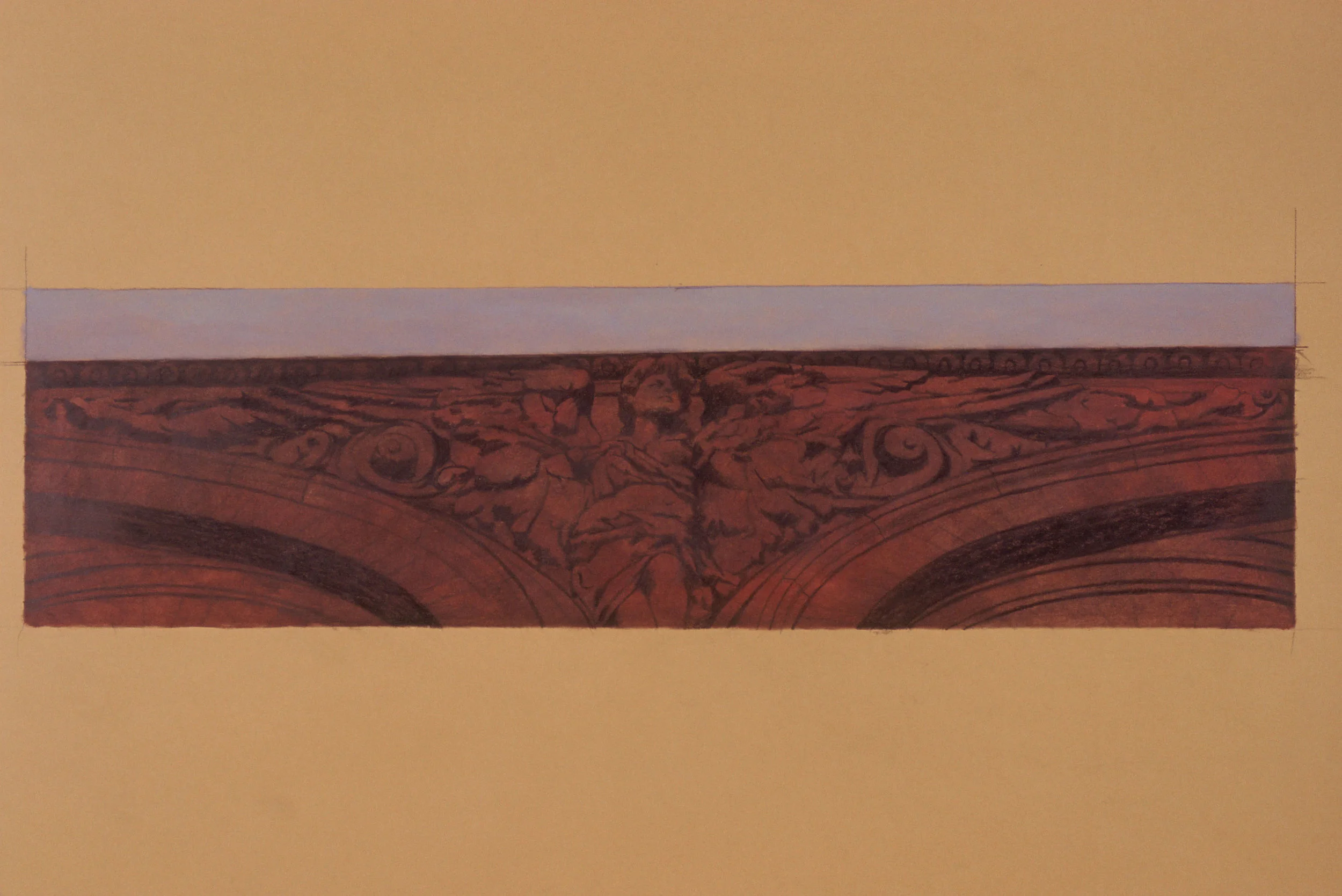  14th Street Angel, 22"x6”, 1995, Grease Pencil, Oil Pigment and Wax on Paper, Price on Request 