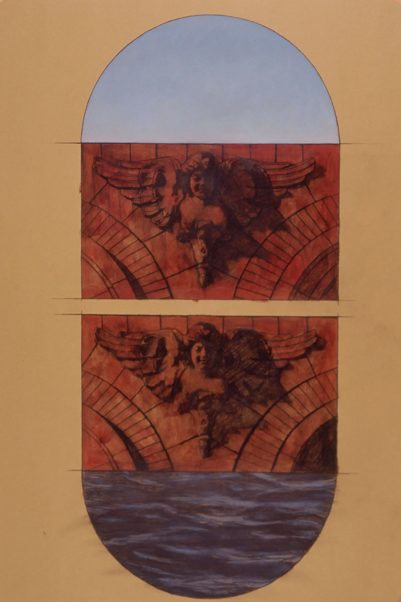  Phebes Angels, 32"x16", 1995,&nbsp;Grease Pencil, Oil Pigment and Wax on Paper, Price on Request 