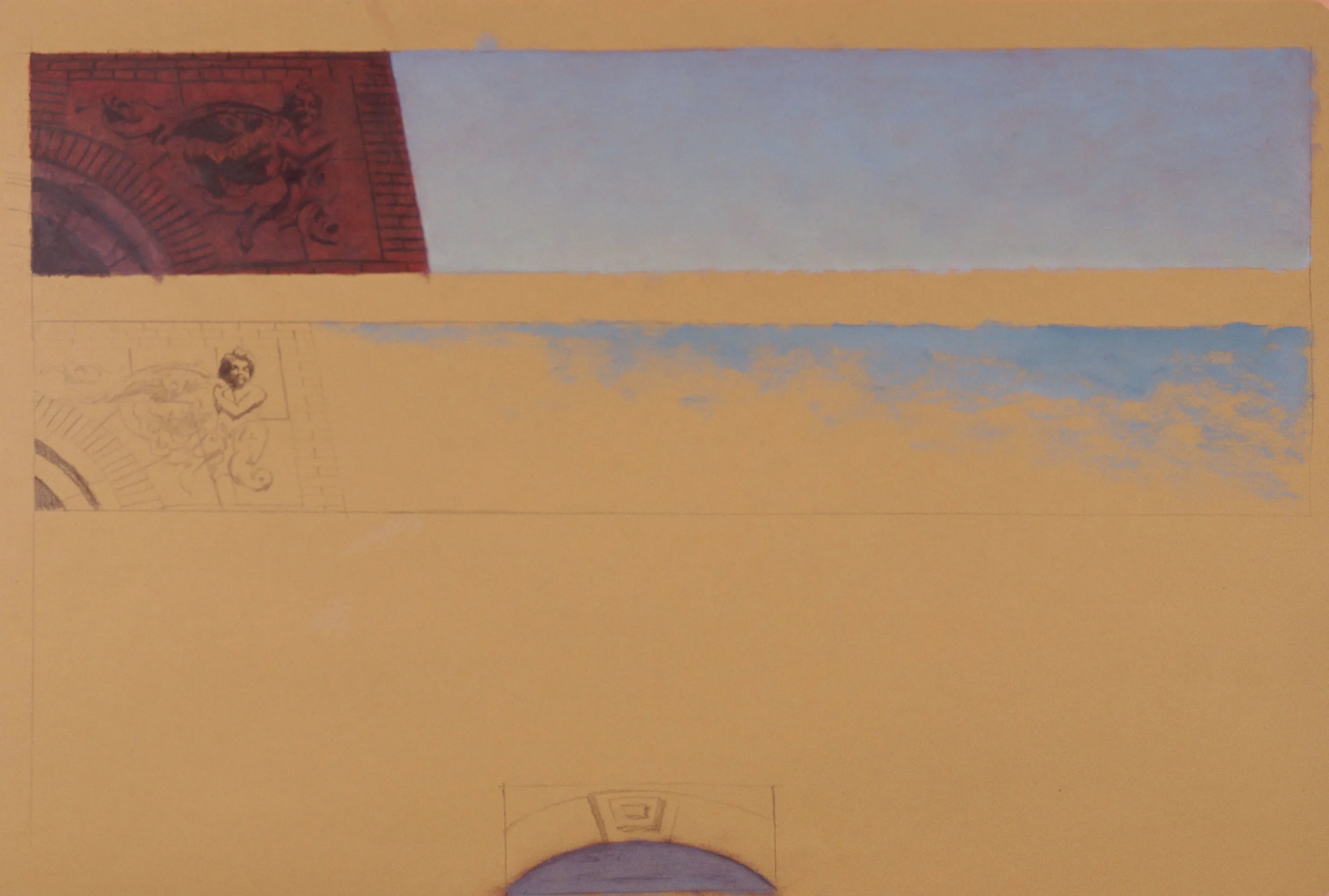 Phebes Corner, 27"x5", 1995,&nbsp;Grease Pencil, Oil Pigment and Wax on Paper, Price on Request 