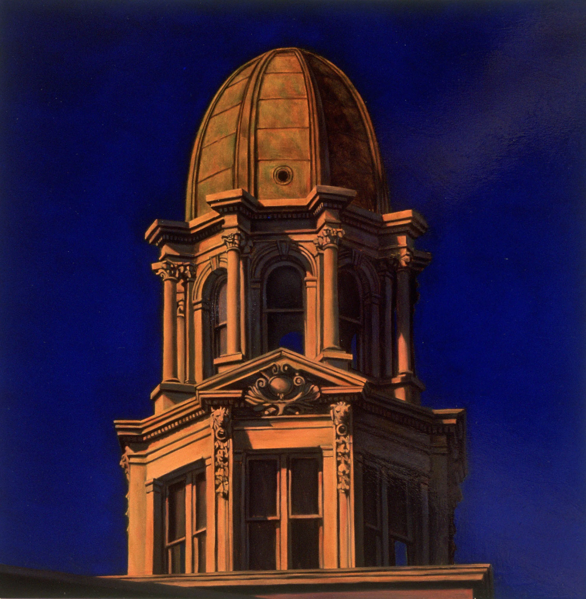  22nd and 5th West,&nbsp;12"x12", 1990, Oil on Masonite,&nbsp;Price on Request 