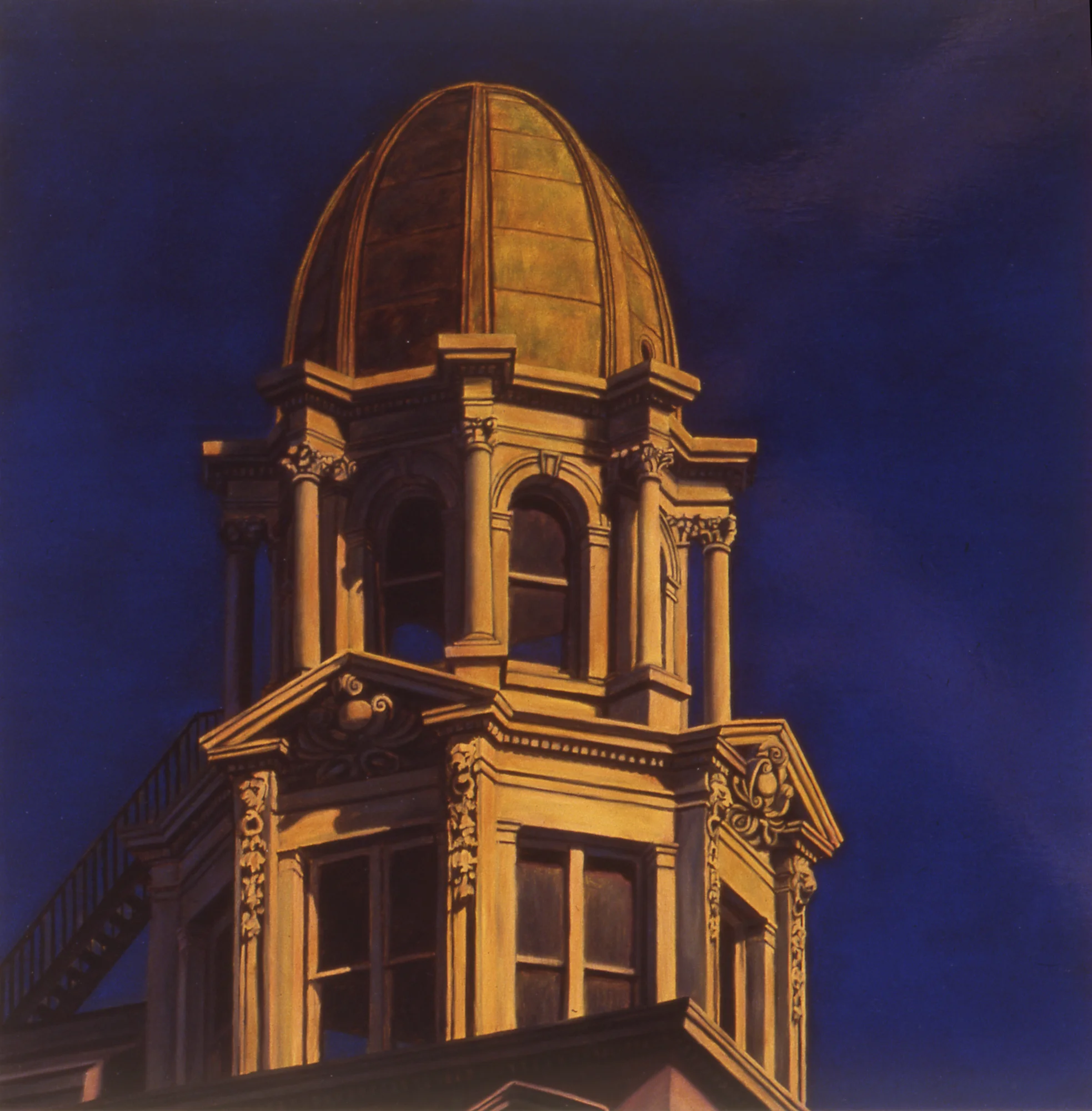  22nd and Broadway,&nbsp;12"x12", 1990, Oil on Masonite,&nbsp;Price on Request 