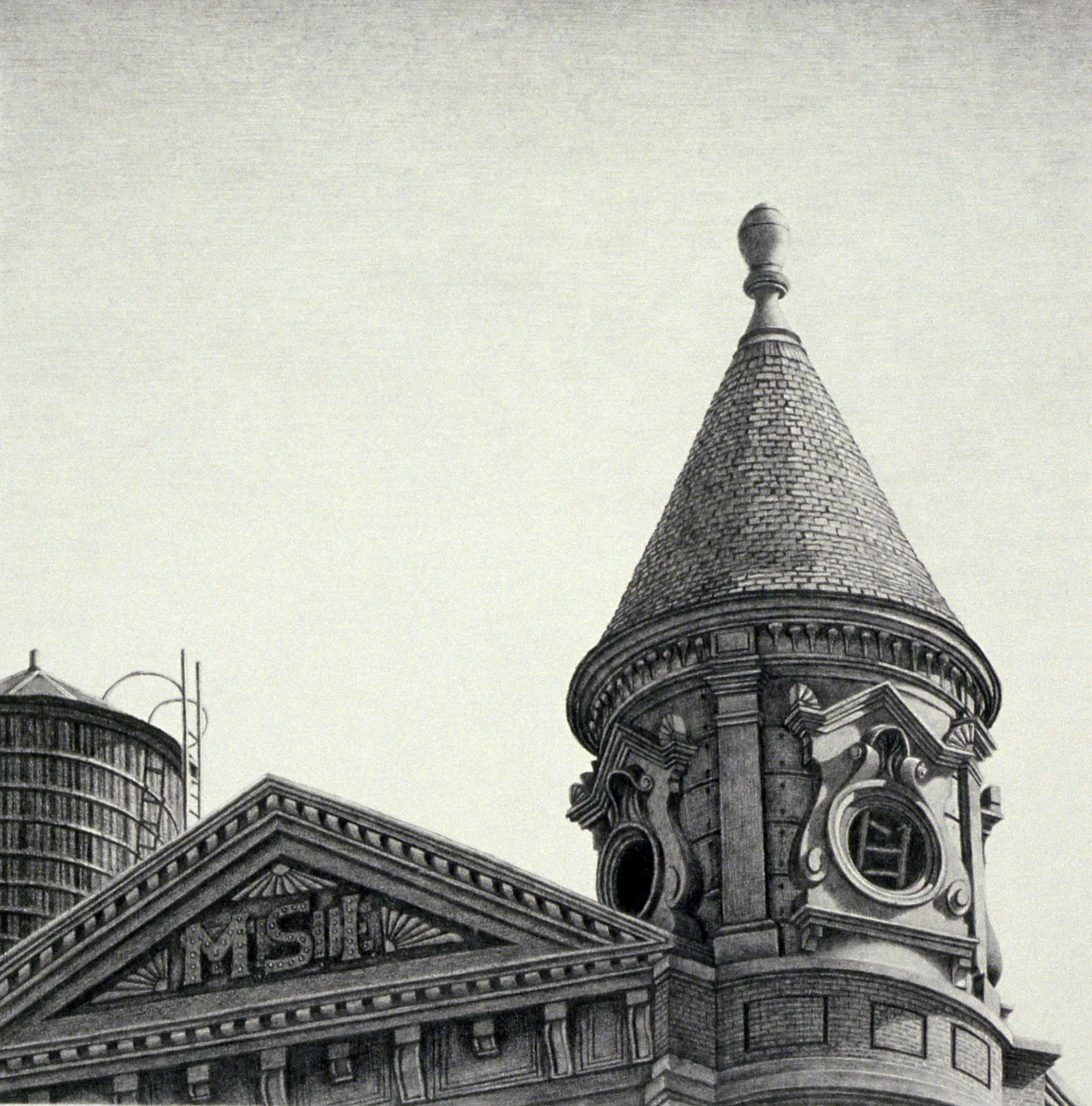  Bleeker and Broadway, 6”x6”, 1990, Graphite on Paper, Collection: Joe Sipos, New York 