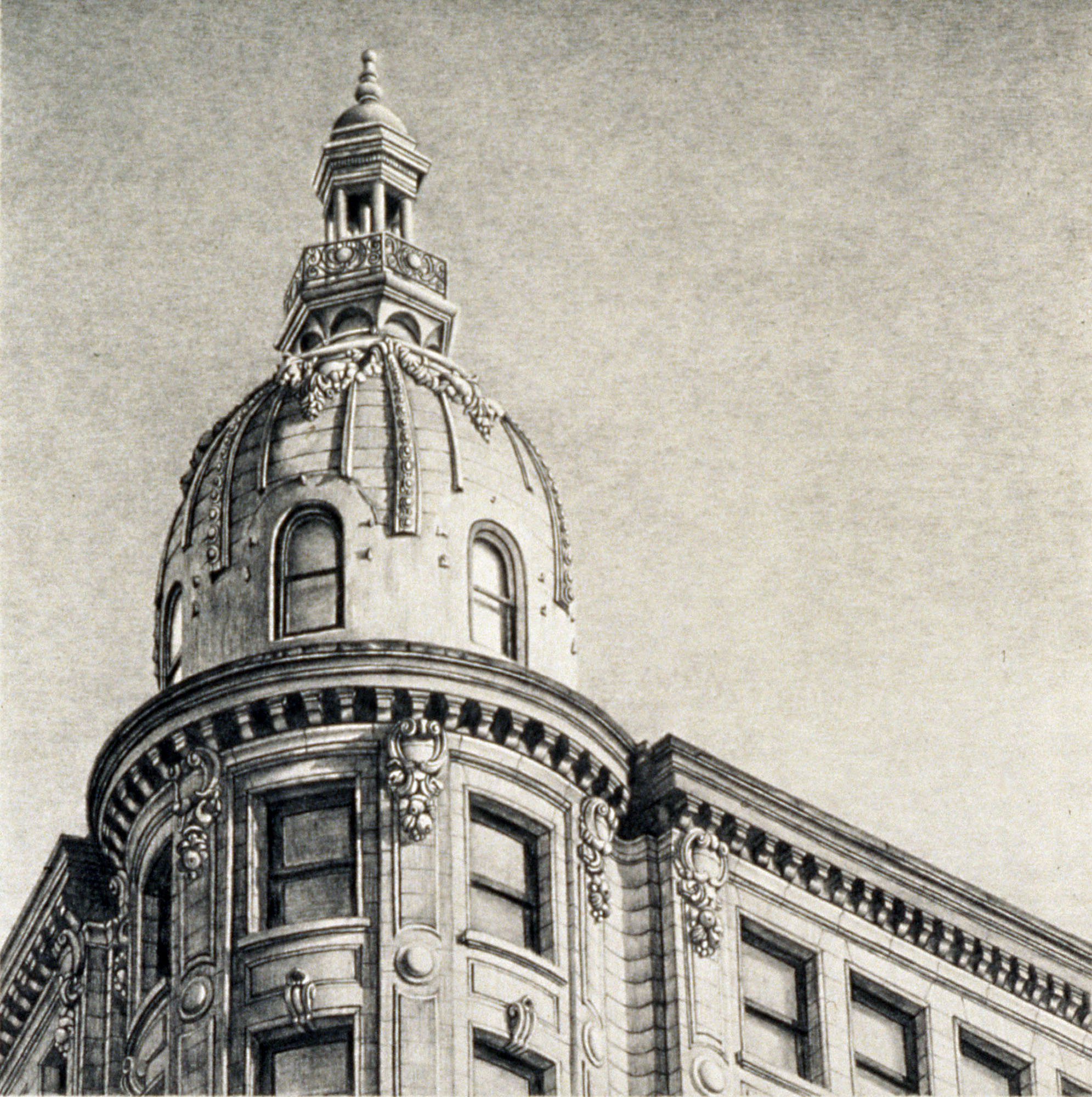  28th and Broadway, 6”x6”, 1990, Graphite on Paper, Private Collection 