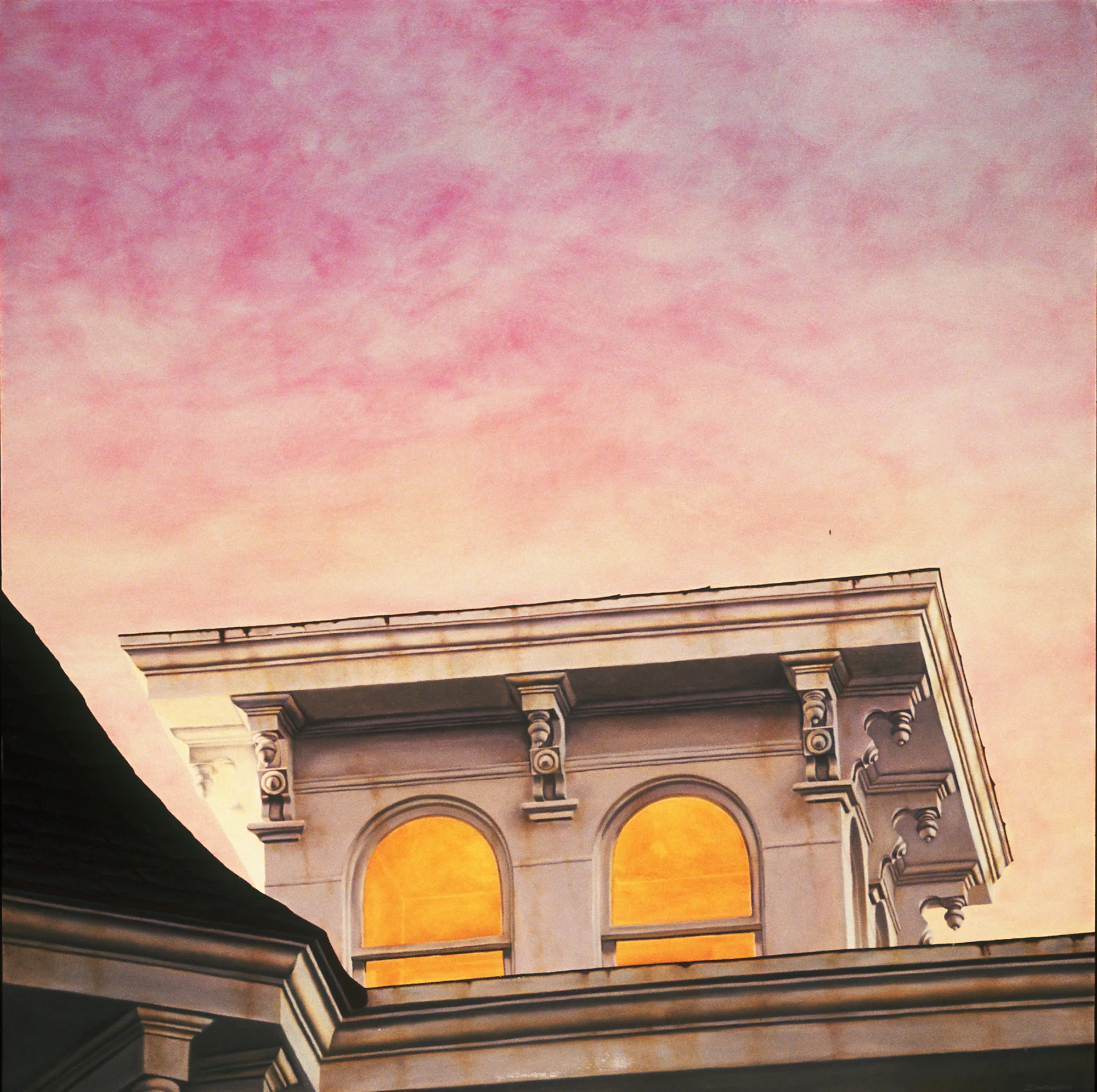  Wantagh RR, 36"x36", 1990, Oil on Masonite, Collection: John E. Puckhabor, New York 