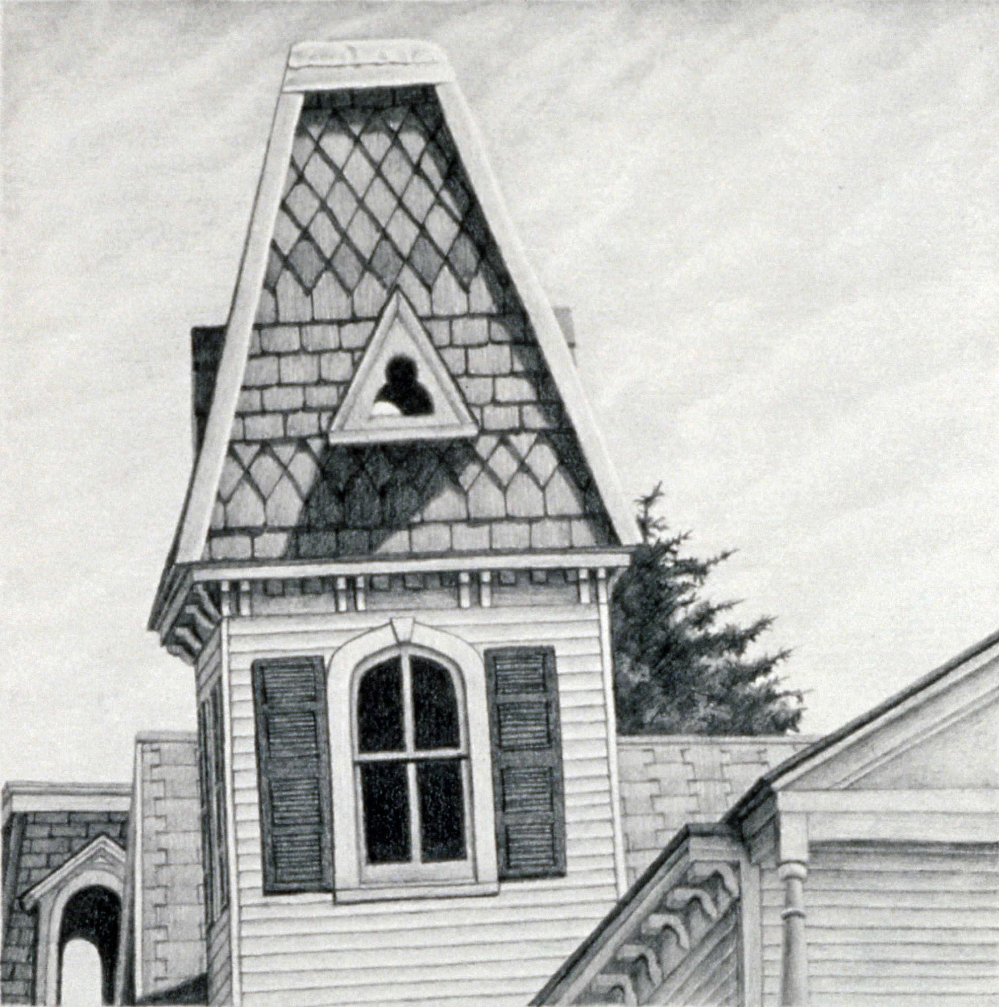  Shelter Island II, 6"x6", 1990,&nbsp;Graphite on Paper,&nbsp;Collection: Jim Messer, New York 
