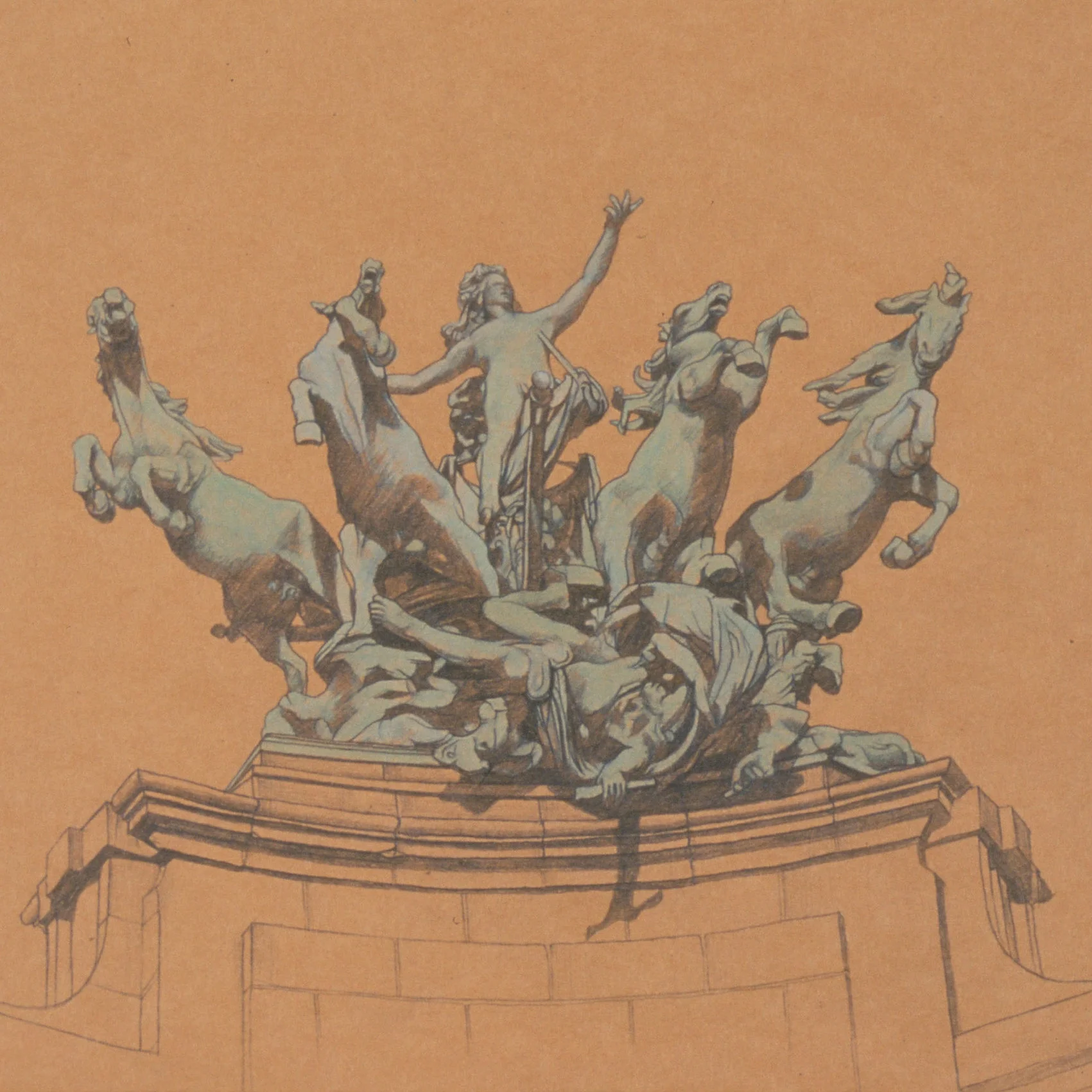  Grand Palais, 10"x10", 1996, Graphite and Oil Pigment on Paper, Collection: Connie Vick, PA 