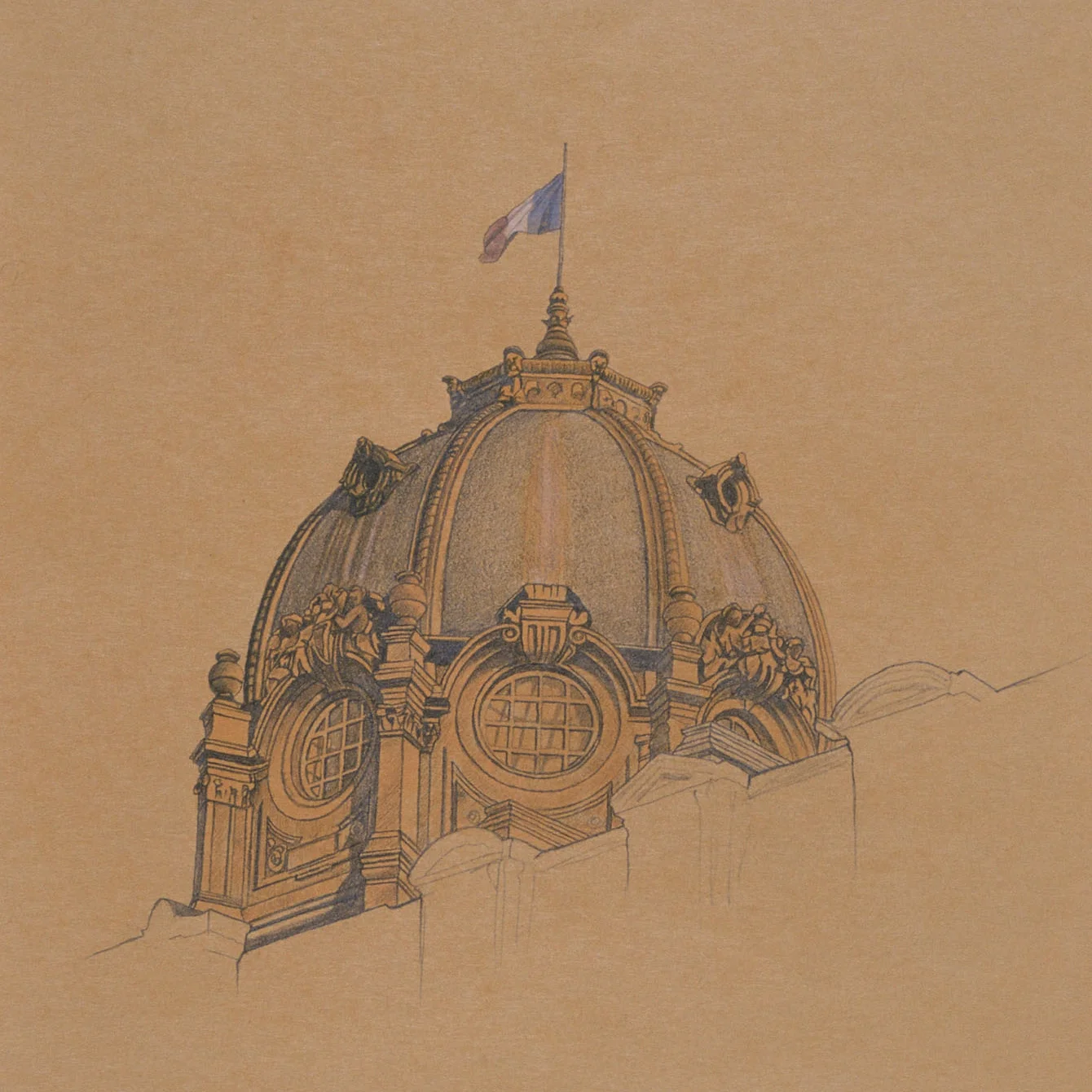  Tribunal of Commerce, 10"x10", 1996, Graphite and Oil Pigment on Paper, Collection: Mr. &amp; Mrs. Dillon Hoey, IL 