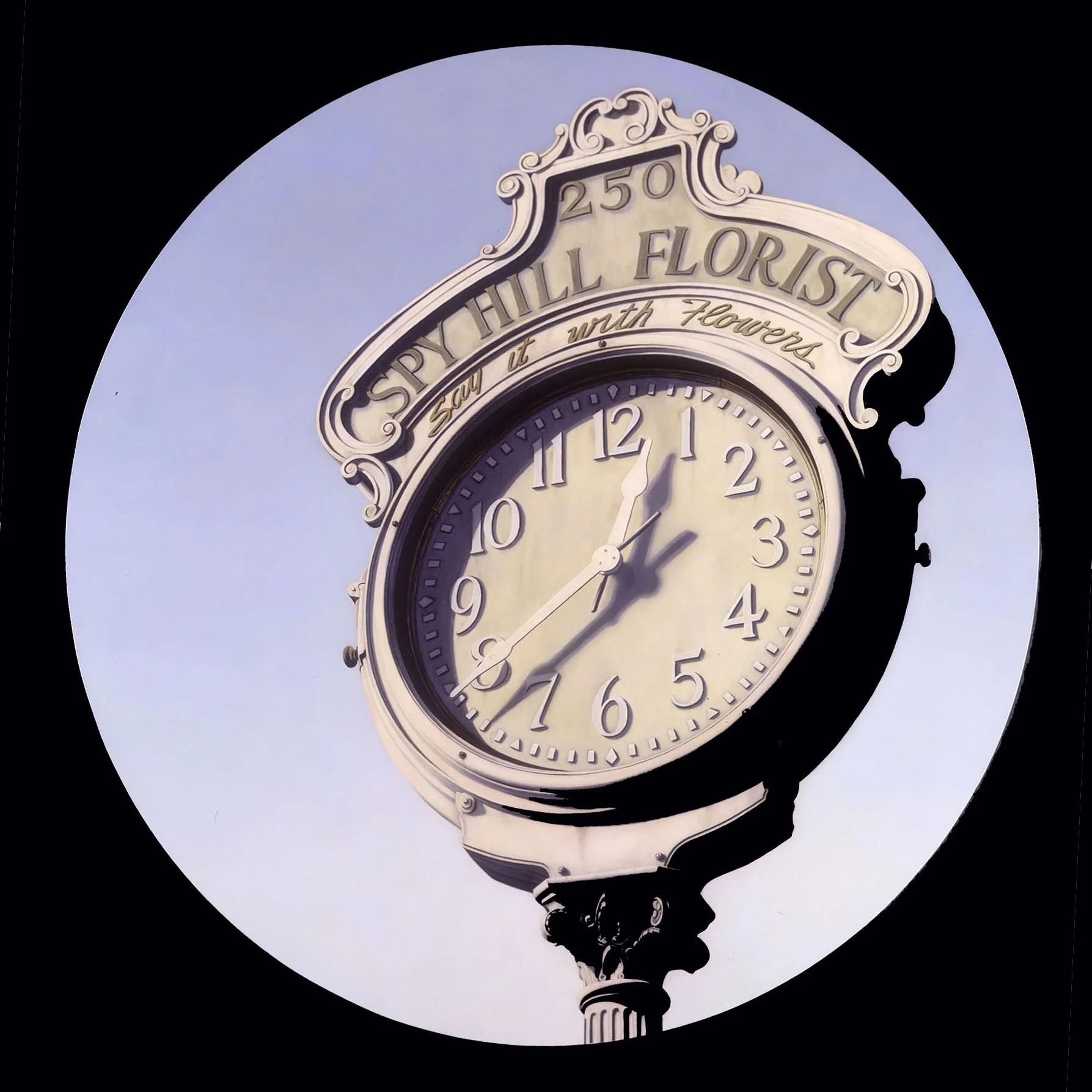  Spy Hill Florist, 47" Diameter, 1992, Oil on Masonite, Private Collection 