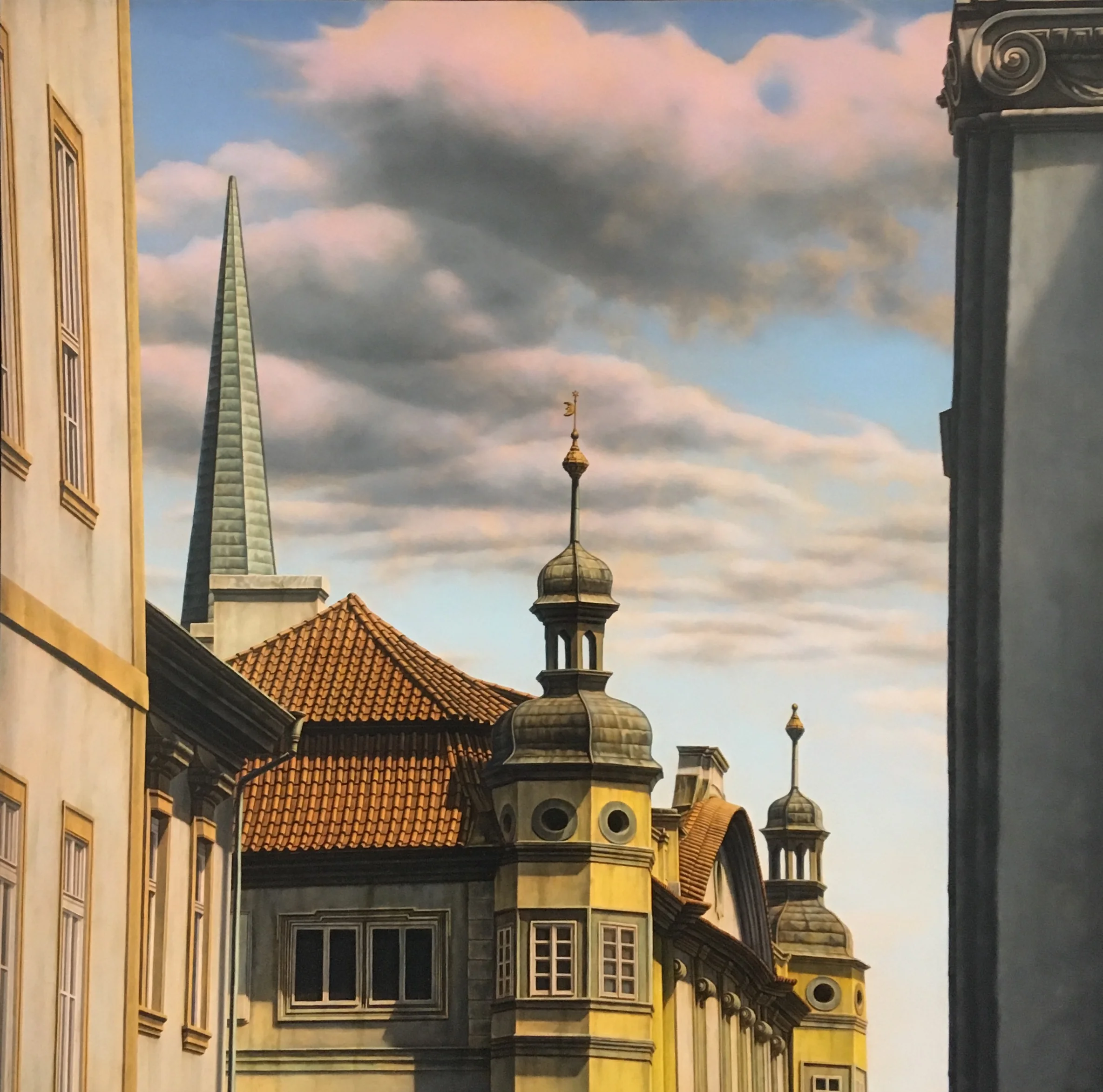  Spires, 32"x32", 2005,&nbsp;Oil on Masonite, Price on Request 