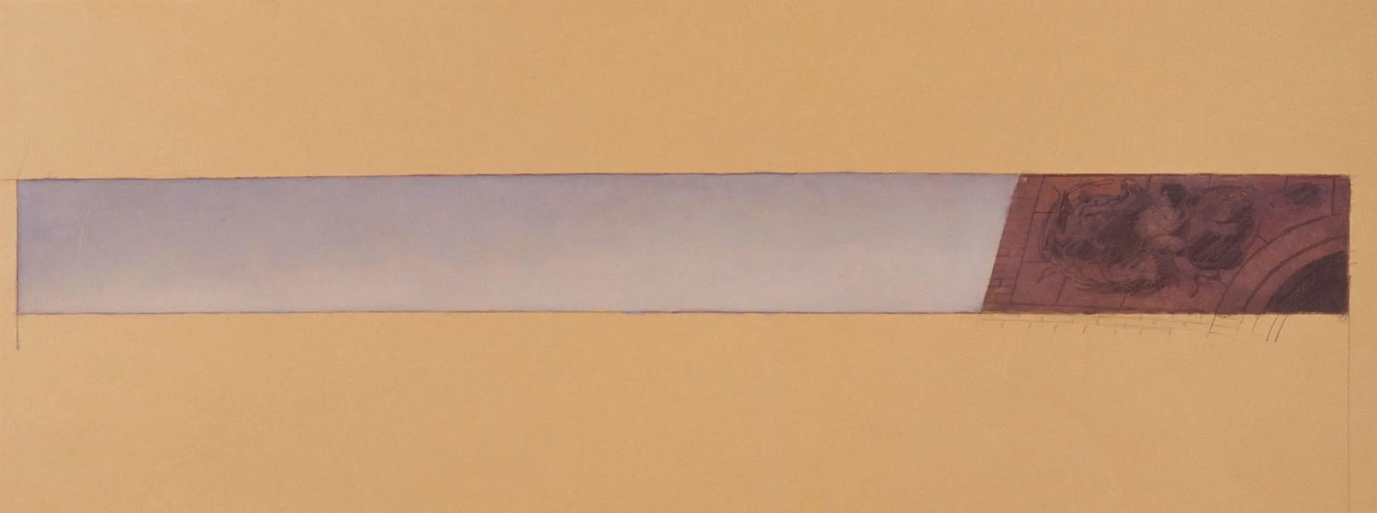  Phebes Angel, 27"x3",&nbsp;Grease Pencil, Oil Pigment and Wax on Paper, Price on Request 