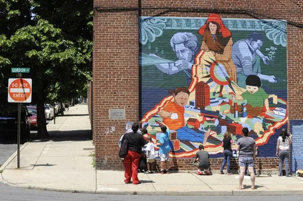 "Weaving" Community Paint Day. Photo by The Morning Call.