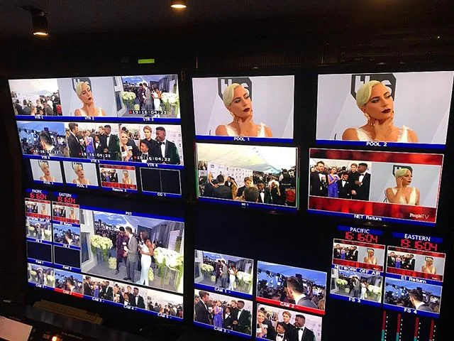 Another successful production for the SAG Awards pre show tonight.
This was a #MultiCamera and #MultiPath production. Here is a glimpse of the front monitor wall in TES2-Transportable Earth Station.