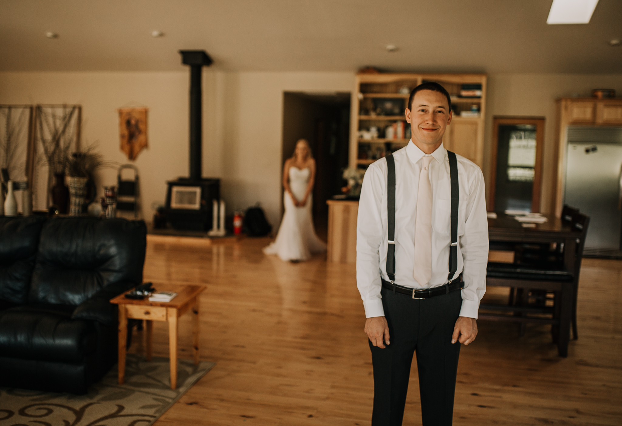  Bride and Groom first look on their wedding day in Harrison, Idaho 