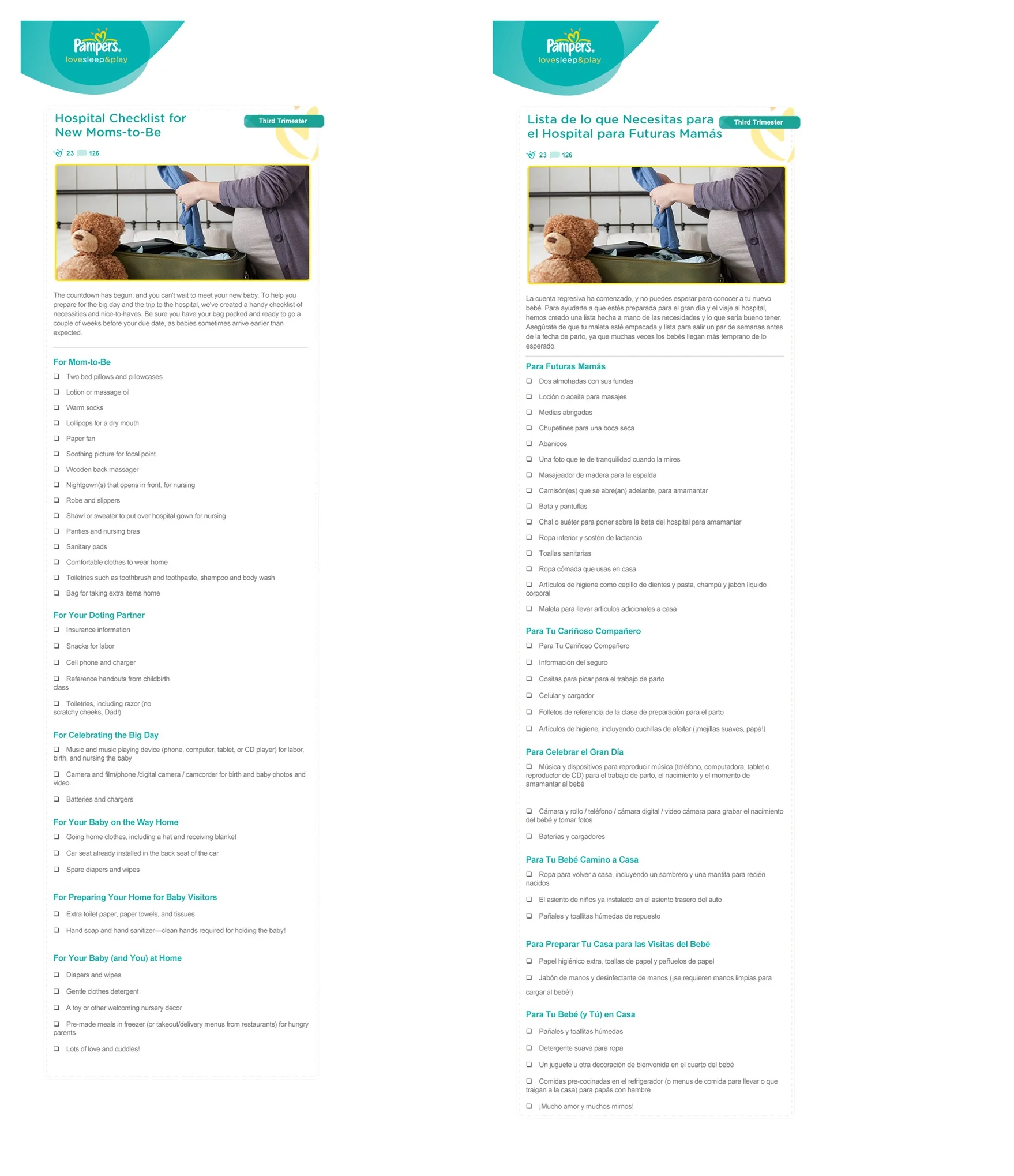 Hospital Checklist (English &amp; Spanish)