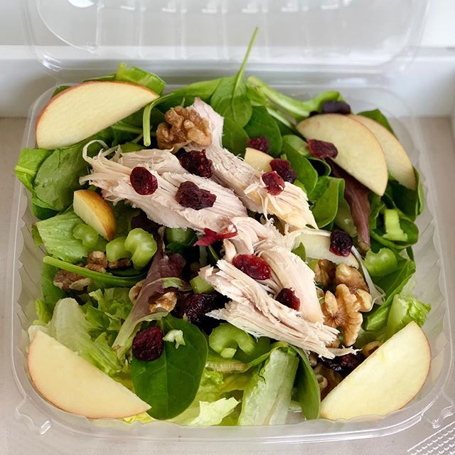 Cozy up with this hardy salad with oven baked turkey, dried cranberries, walnuts and apple slices.... #YUM #FRESH
