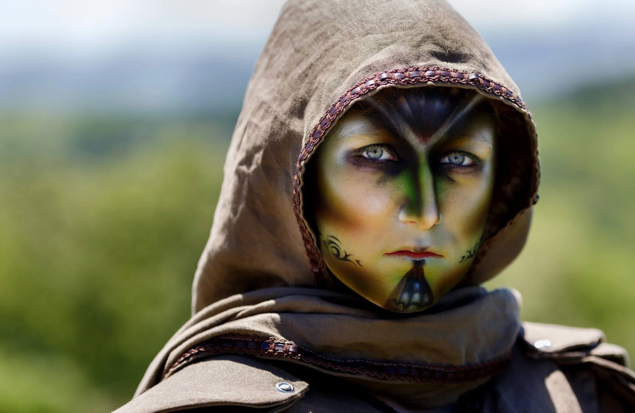 Close up of the face paint for the Sorceress on "Serafina and the Splintered Heart." I created this look entirely with Proaiir Hybrid paints.