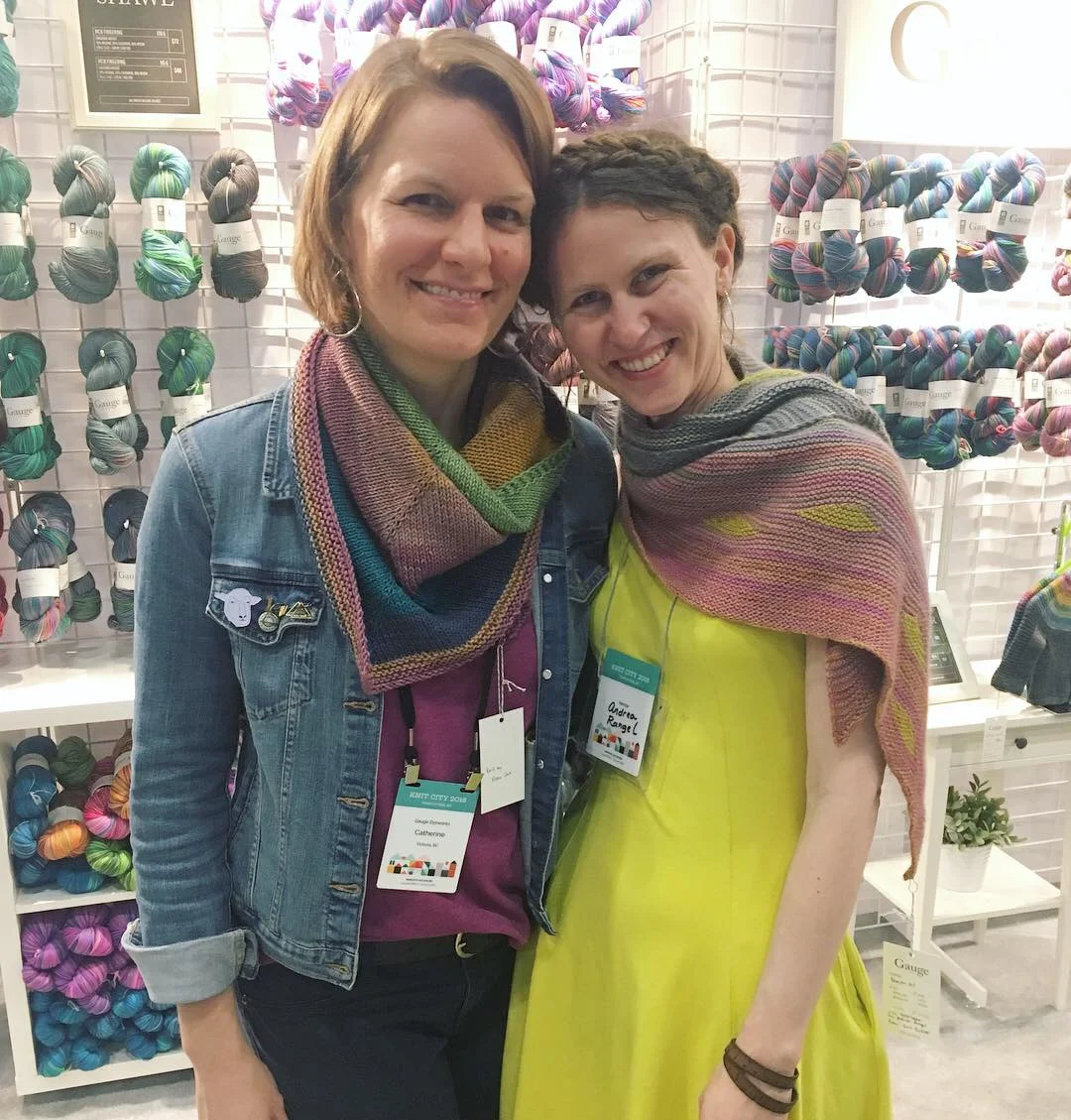 Me with Catherine of Gauge Dye Works at Knit City, 2018