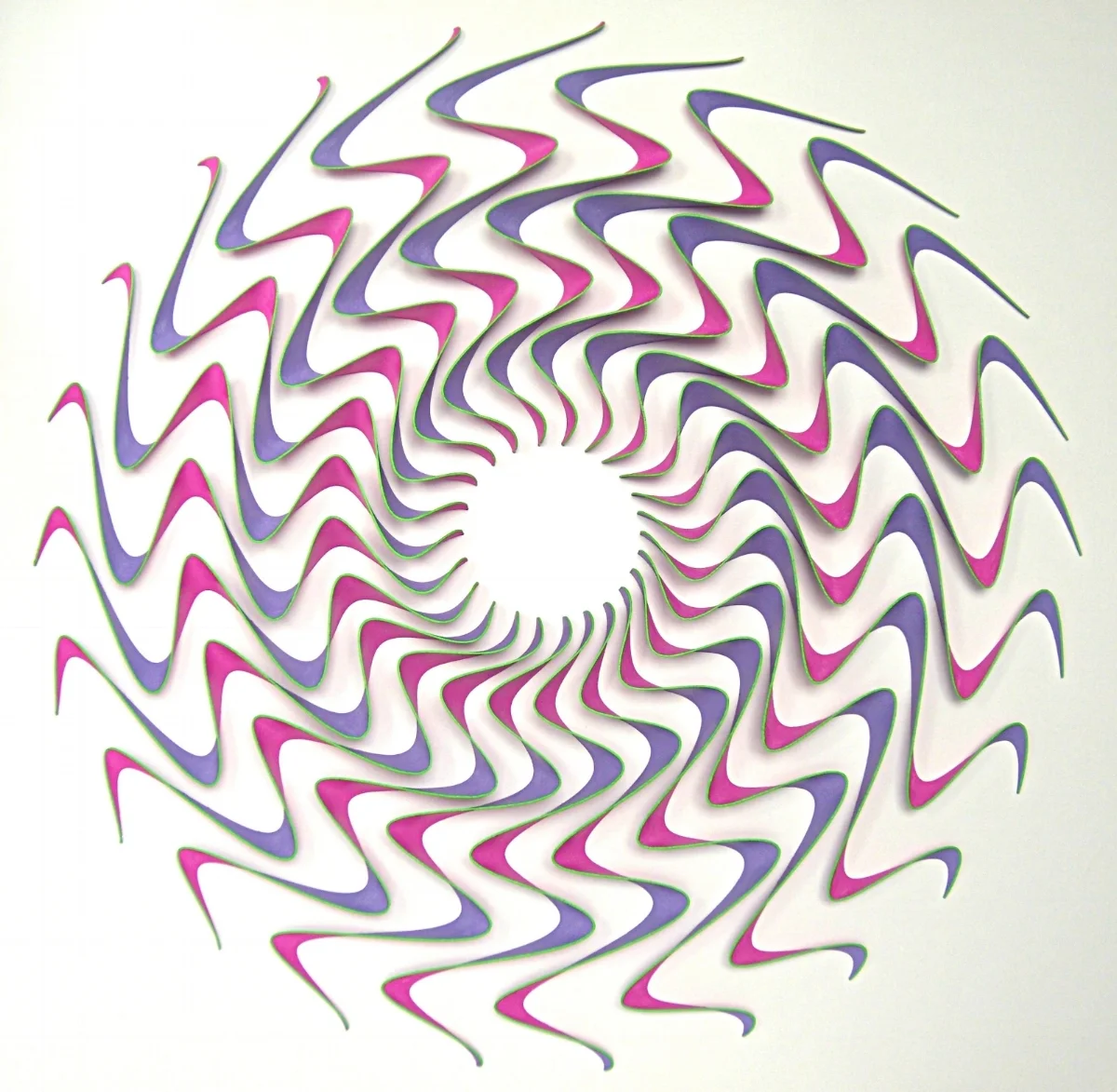 Twister pink and purple with green feature 50cmx50cm (66cm x 66cm framed)