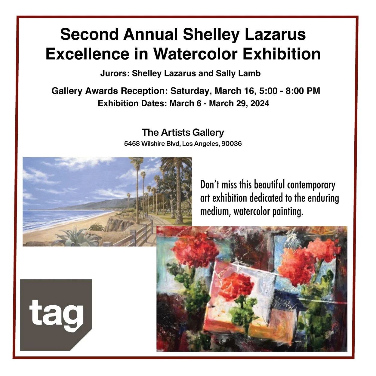 Announcing the Invited Watercolor Artists for the 2nd Annual Shelley Lazaras Excellence in Watercolor Exhibition