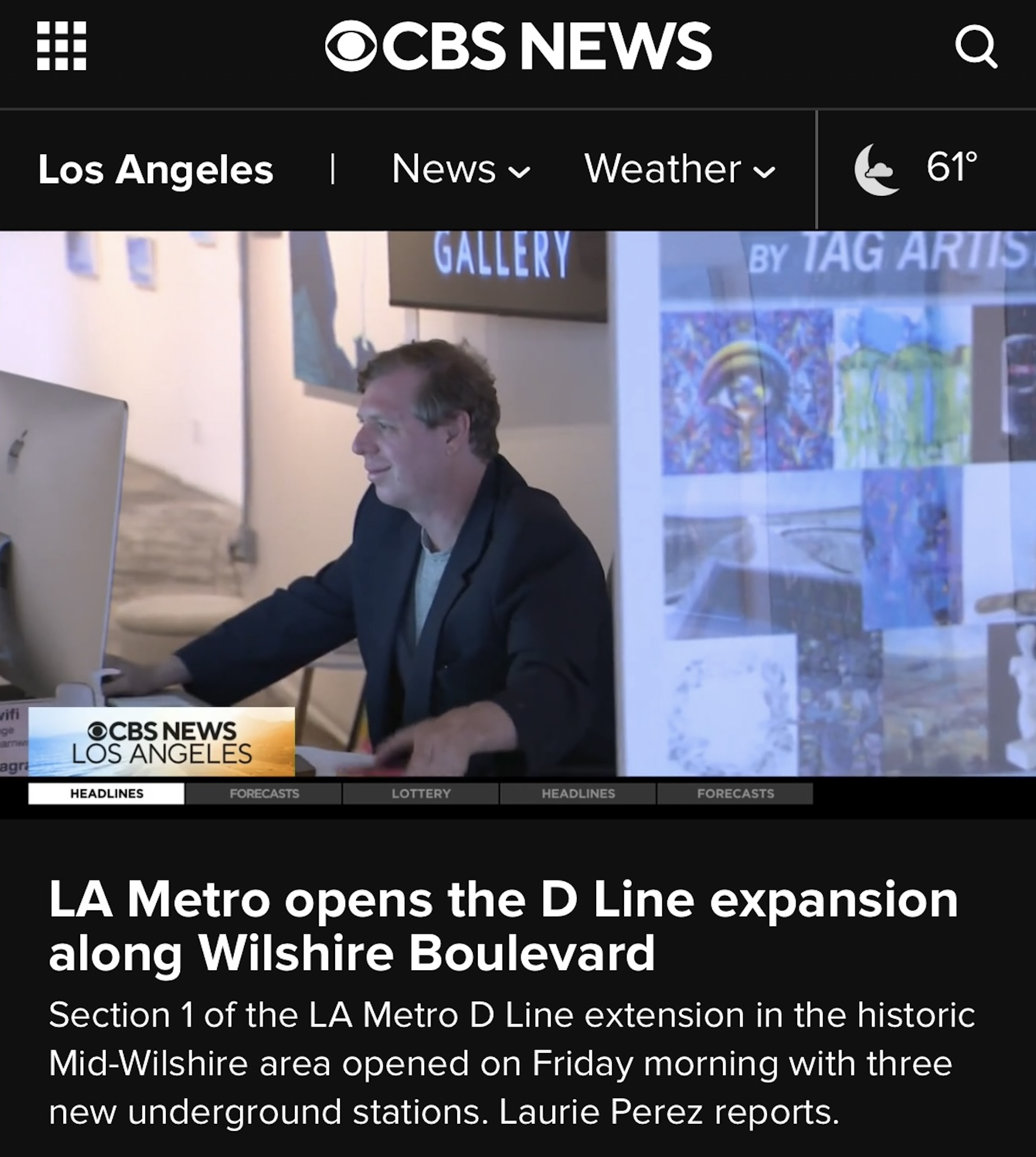 CBS LA Features TAG in Metro D Line News Story