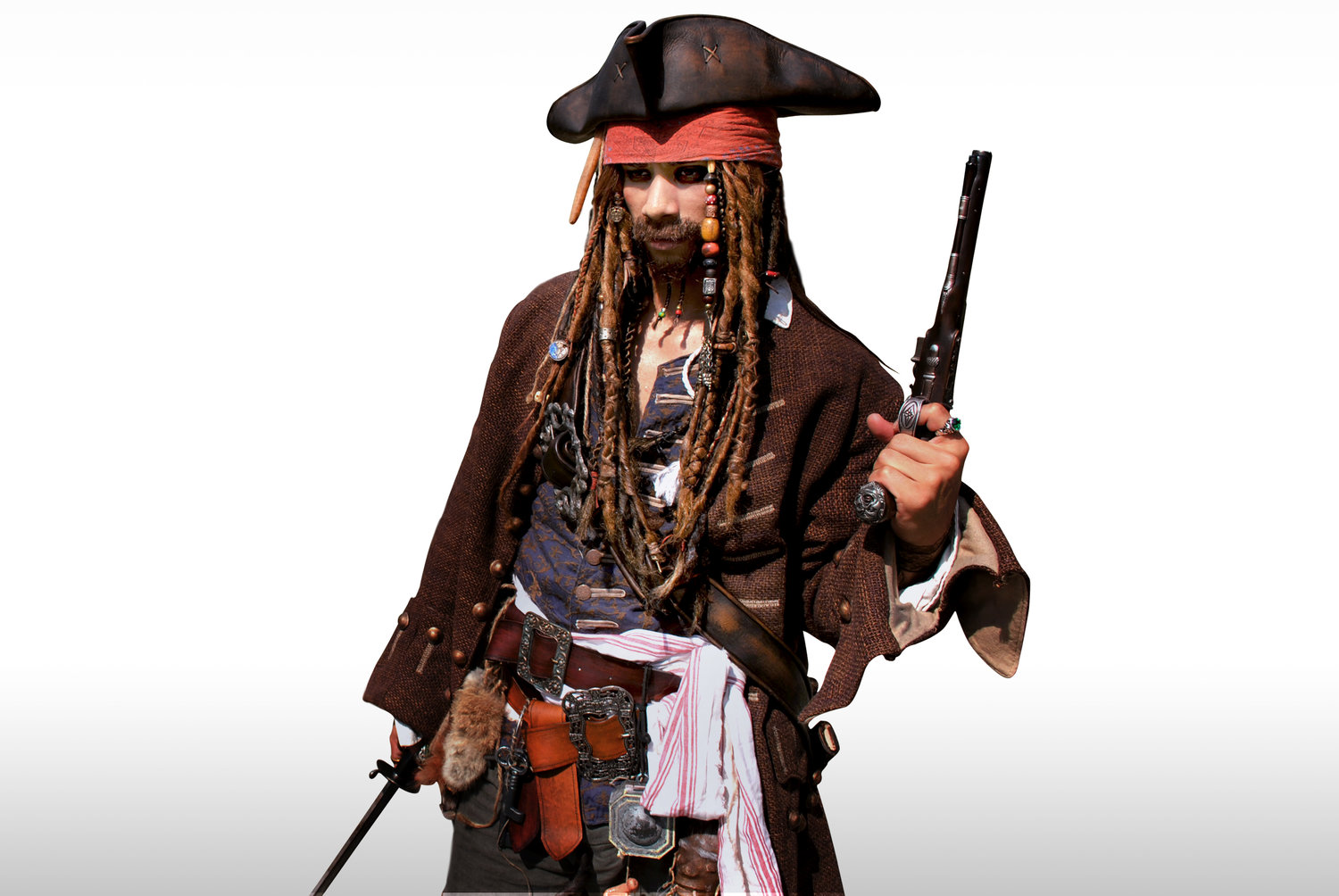 Captain Jack Sparrow Hat With Dreadlocks Pirates of the Caribbean Costume Movie