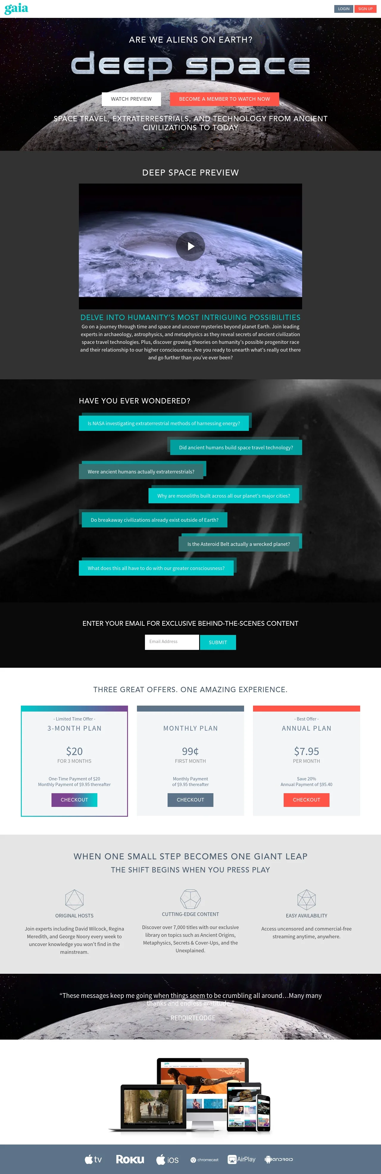 Deep Space Conversion Landing Page