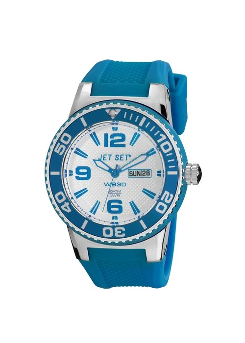 Jetset_Montre_J55454_163.jpg | Bracelet bleu - Boitier argent - Cadran blanc