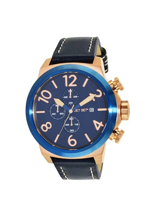Jetset_Montre_J6660_R_363.jpg Bracelet noir - Boitier or rose - Cadran bleu
