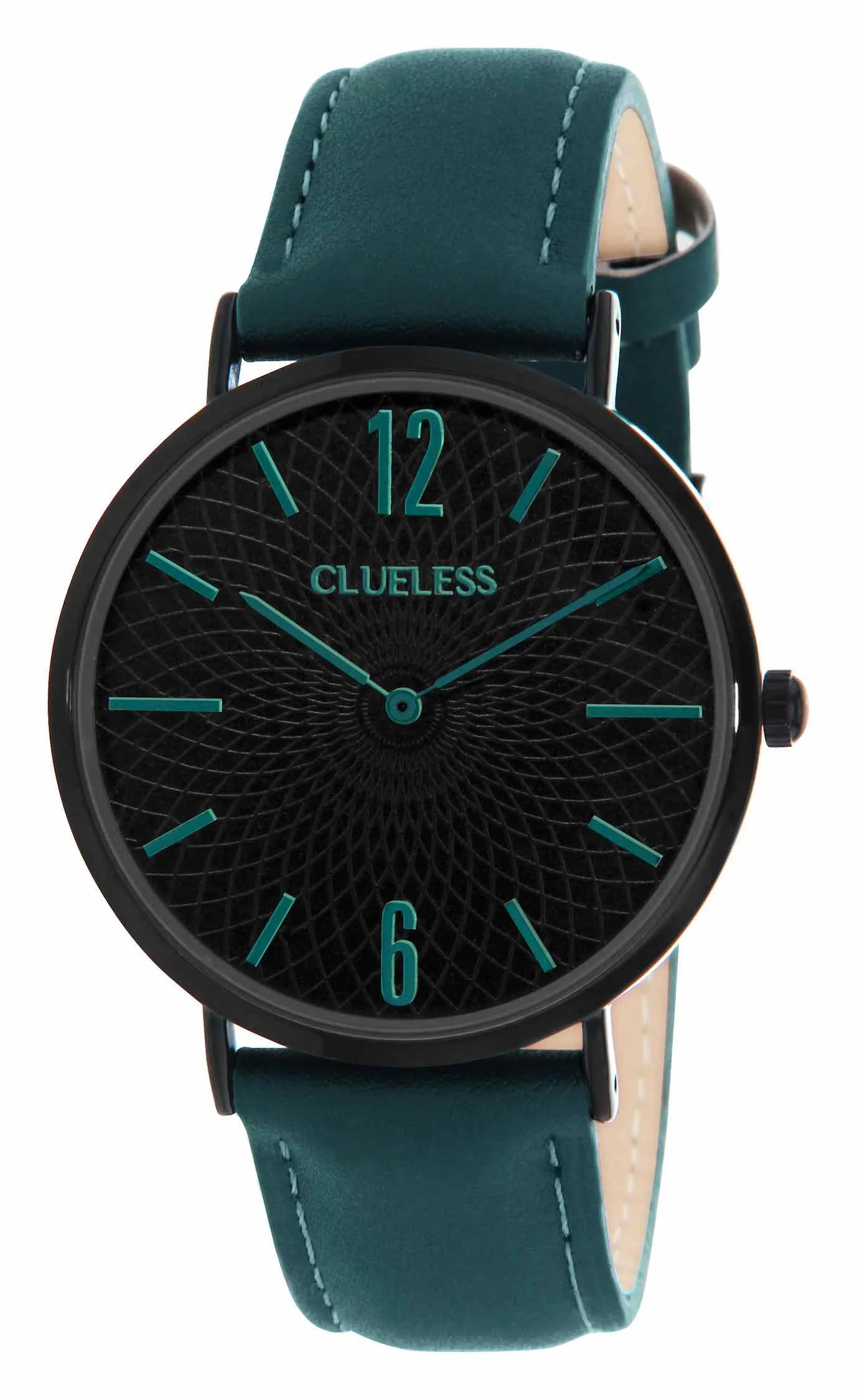 Clueless_Montre_bcl10012_908.jpg | Bracelet vert marin - Boitier noir - Cadran noir