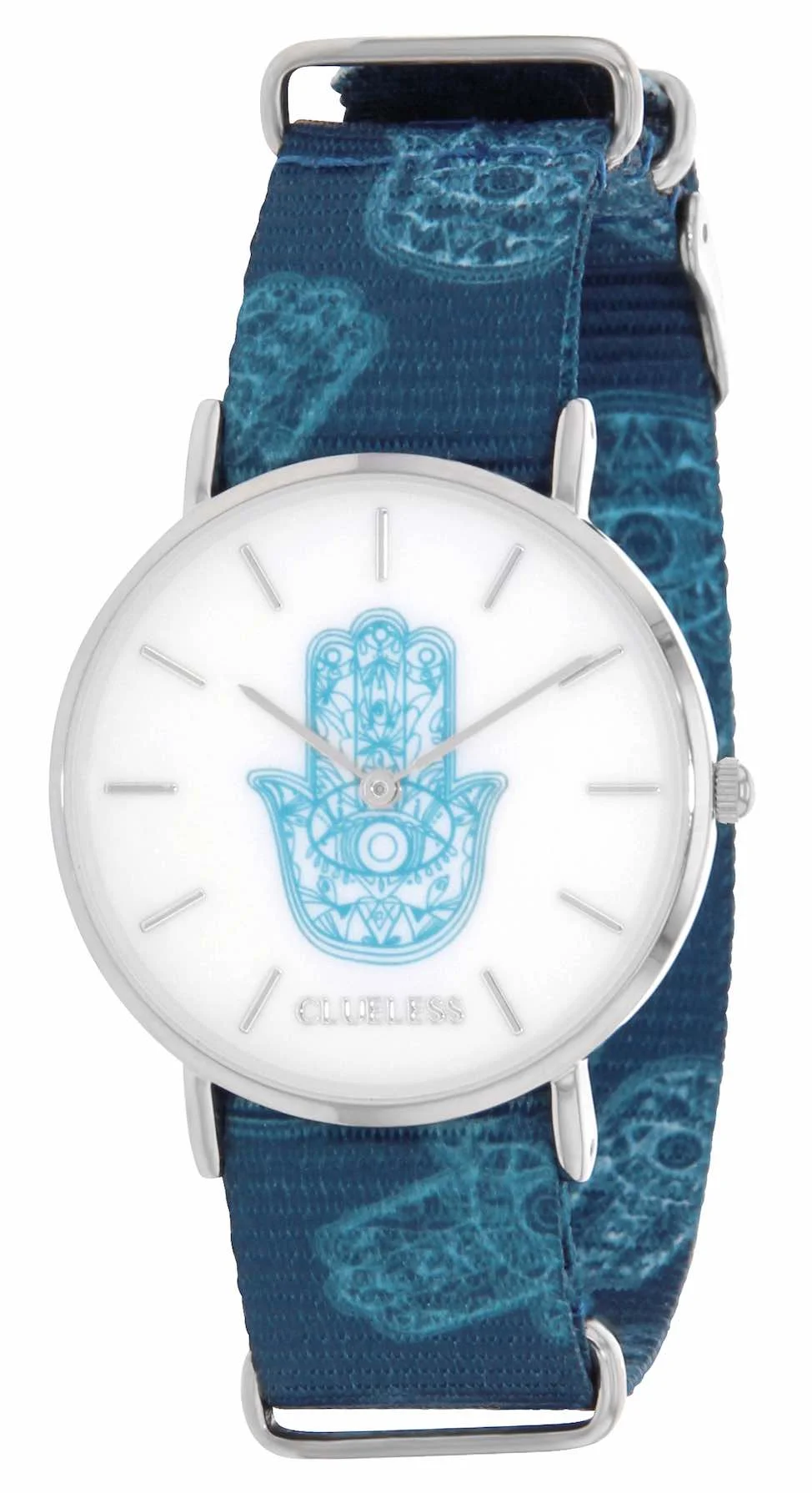 Clueless-Montre-bcl10118-008.jpg | Bracelet bleu - Boitier argent - Cadran blanc