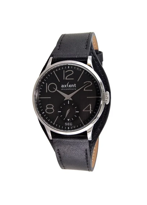 Axcent_Montre_IX22801_267.jpg | Bracelet noir - Boitier argent - Cadran noir